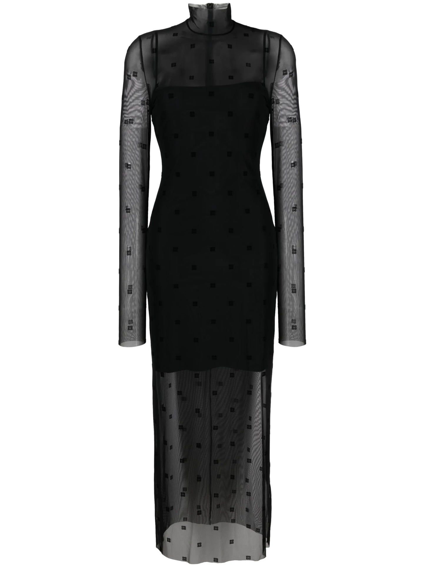 4G-motif tulle maxi dress