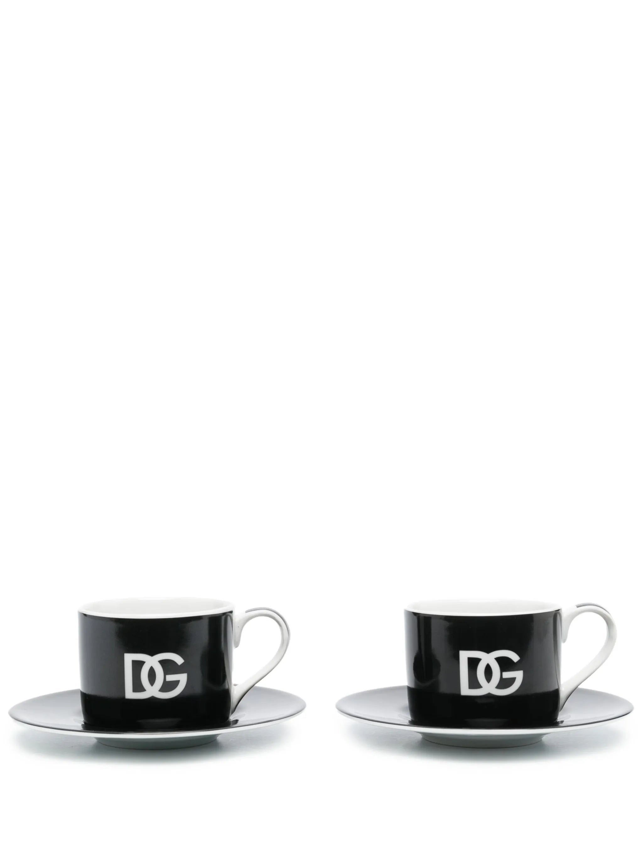 set of 2 porcelain teacups with saucers