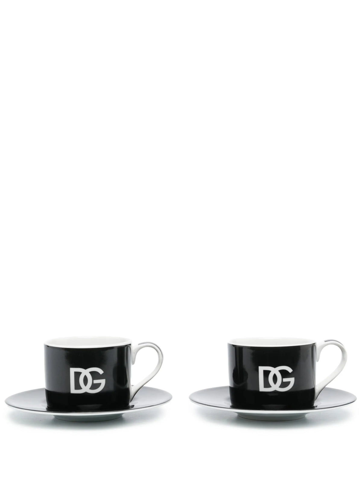 set of 2 porcelain teacups with saucers