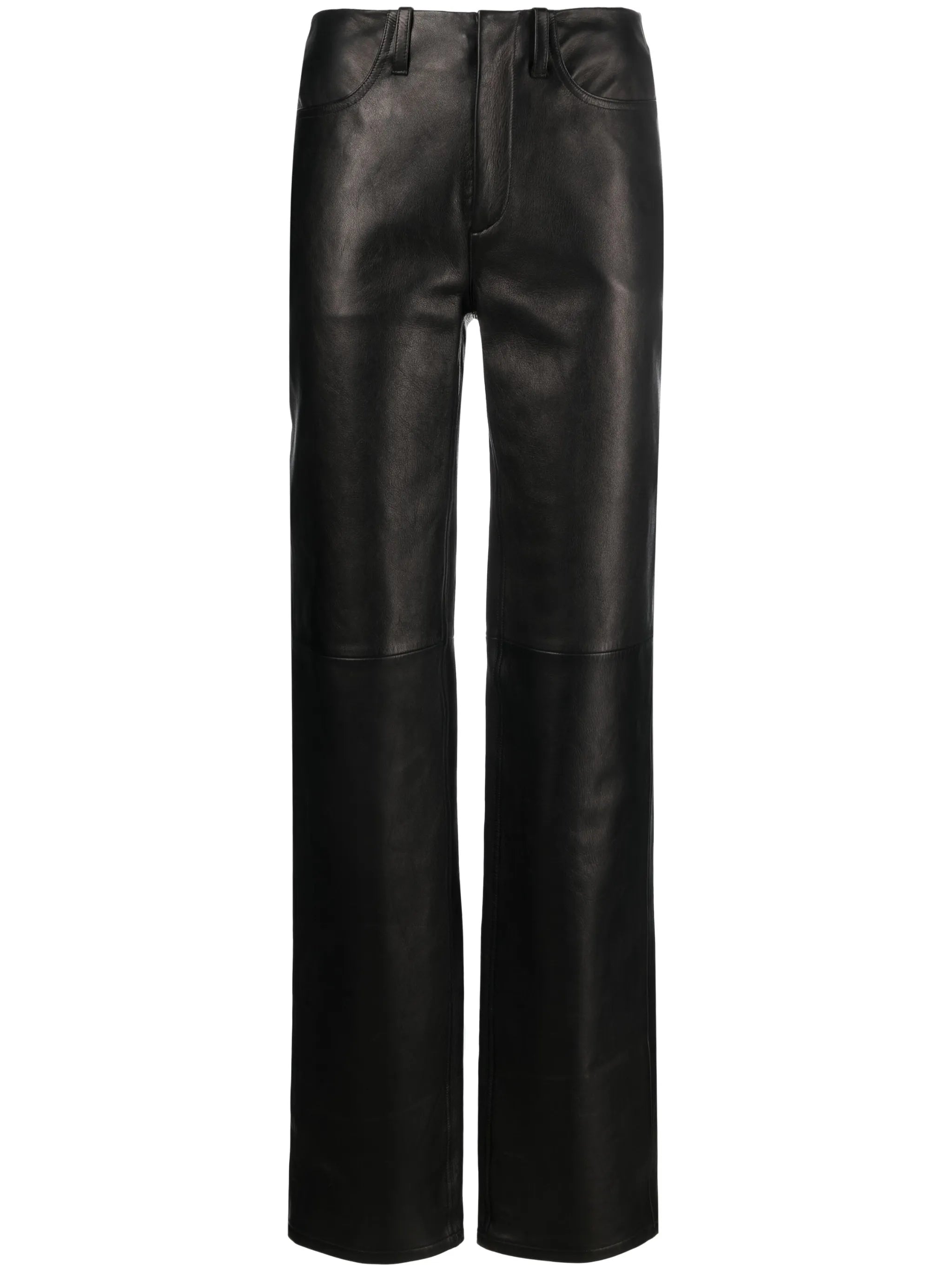 mid-rise straight-leg leather trousers