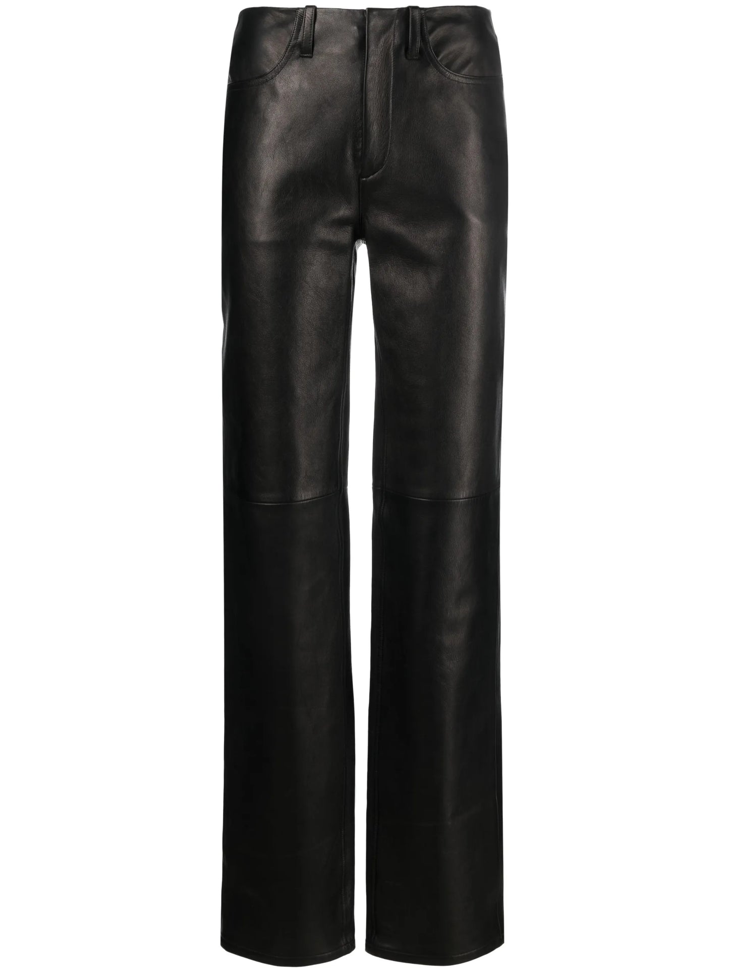 mid-rise straight-leg leather trousers