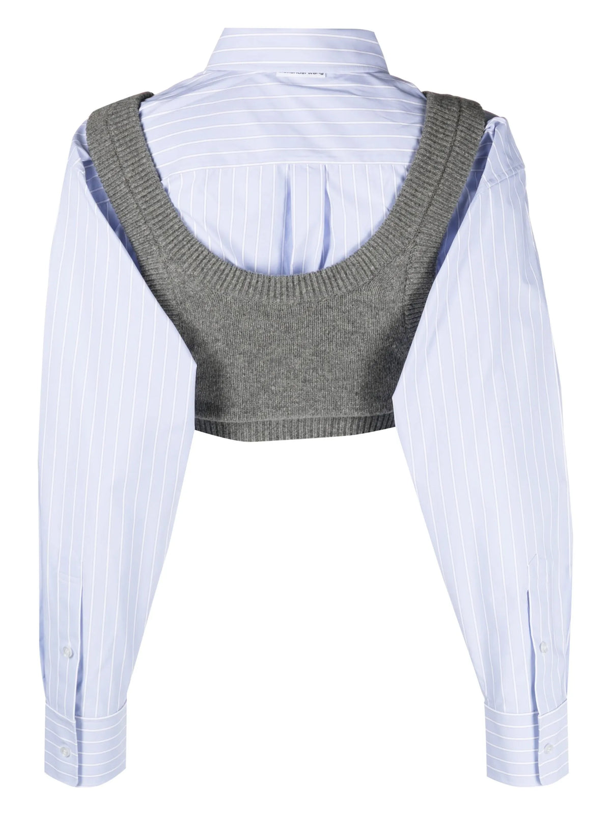 layered knit and poplin crop top