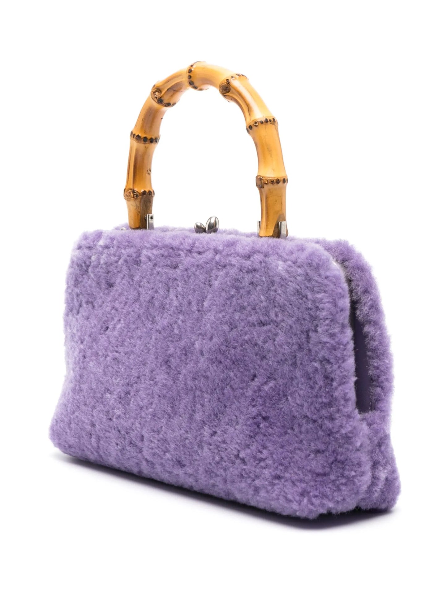 mini Goji bamboo-handle shearling bag