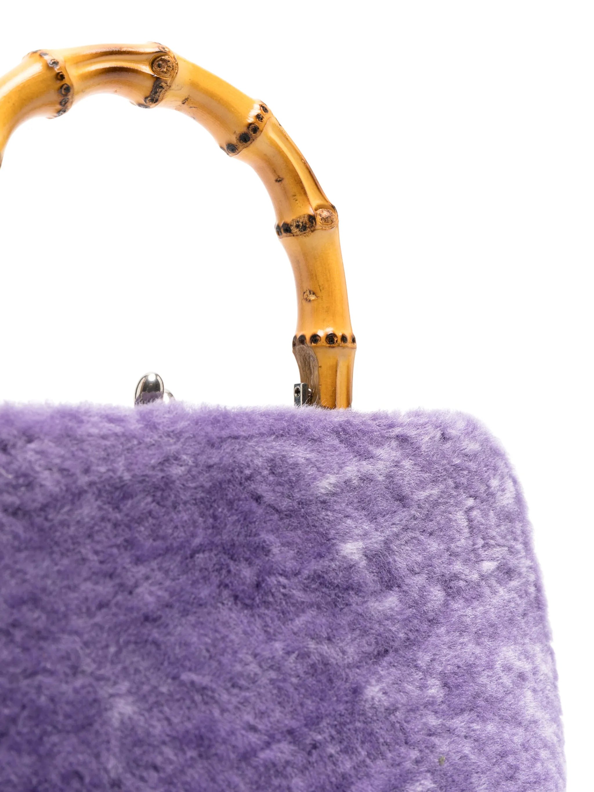 mini Goji bamboo-handle shearling bag