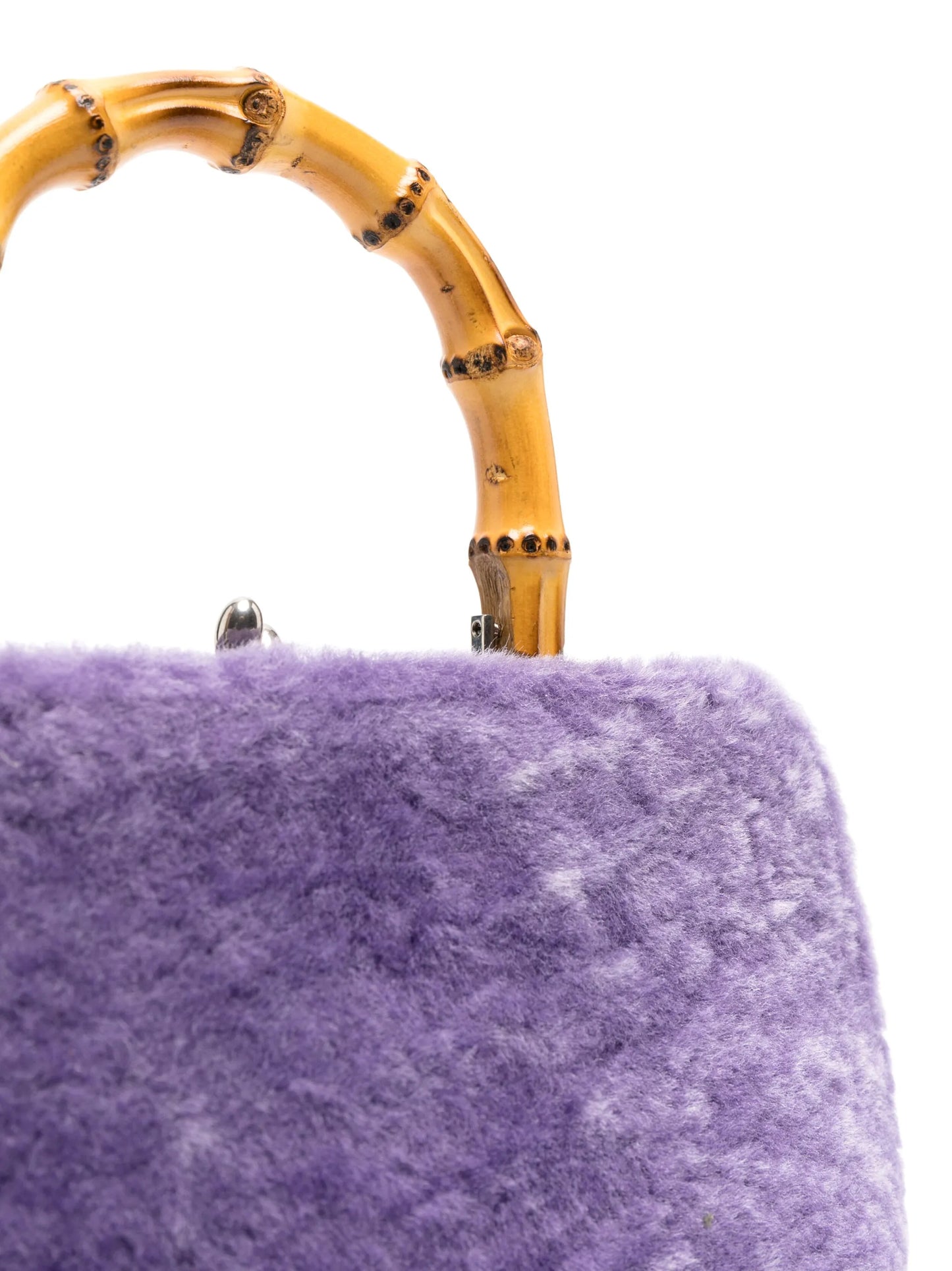 mini Goji bamboo-handle shearling bag