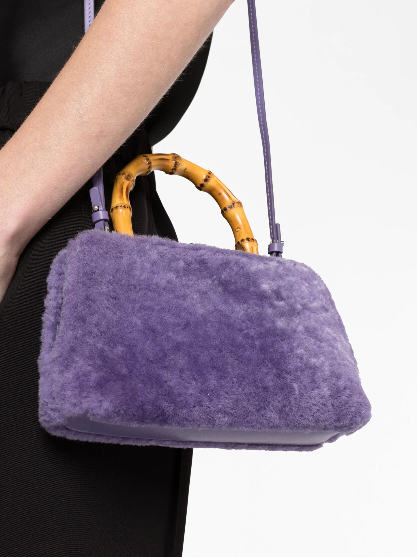 mini Goji bamboo-handle shearling bag