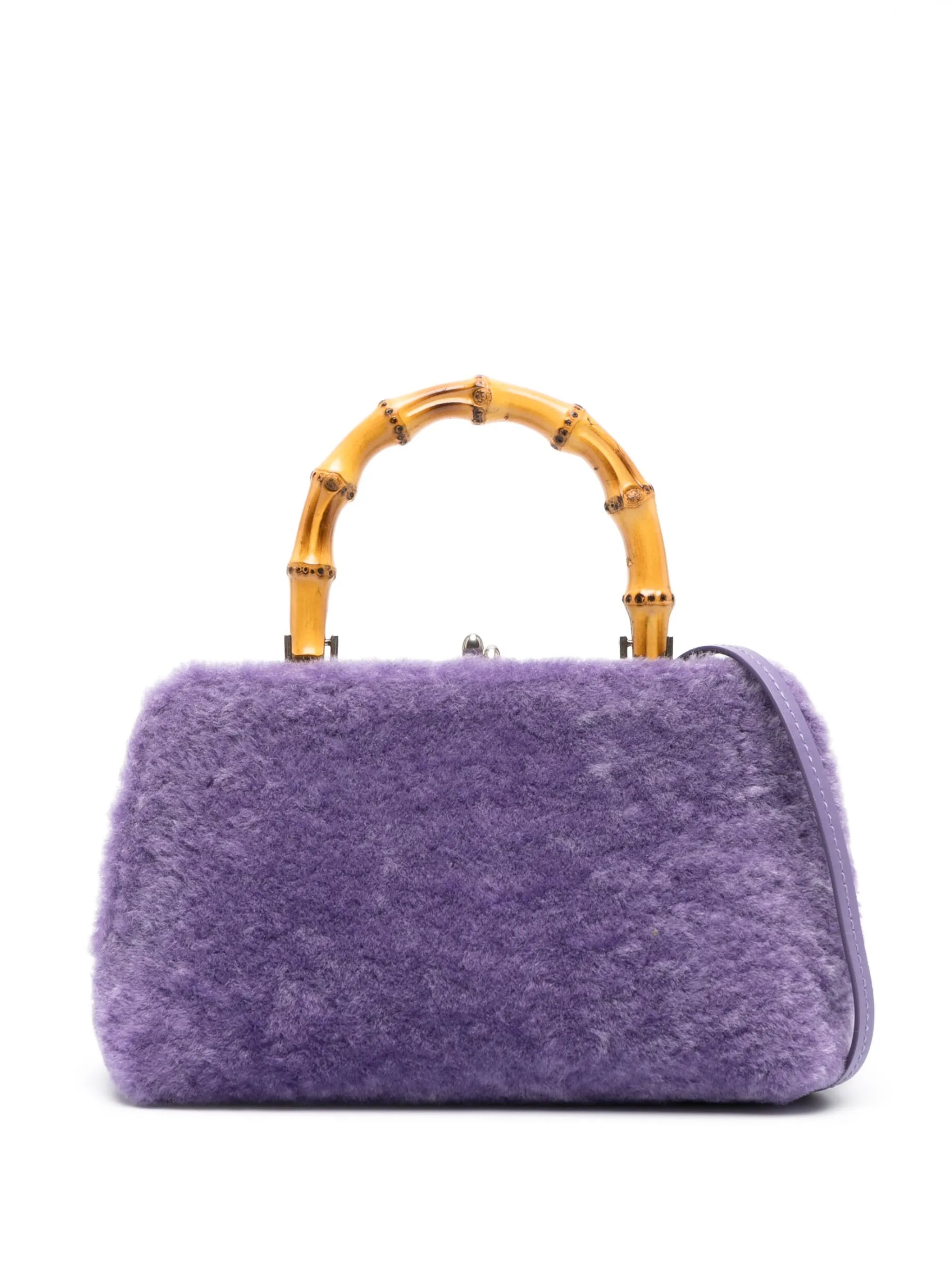 mini Goji bamboo-handle shearling bag