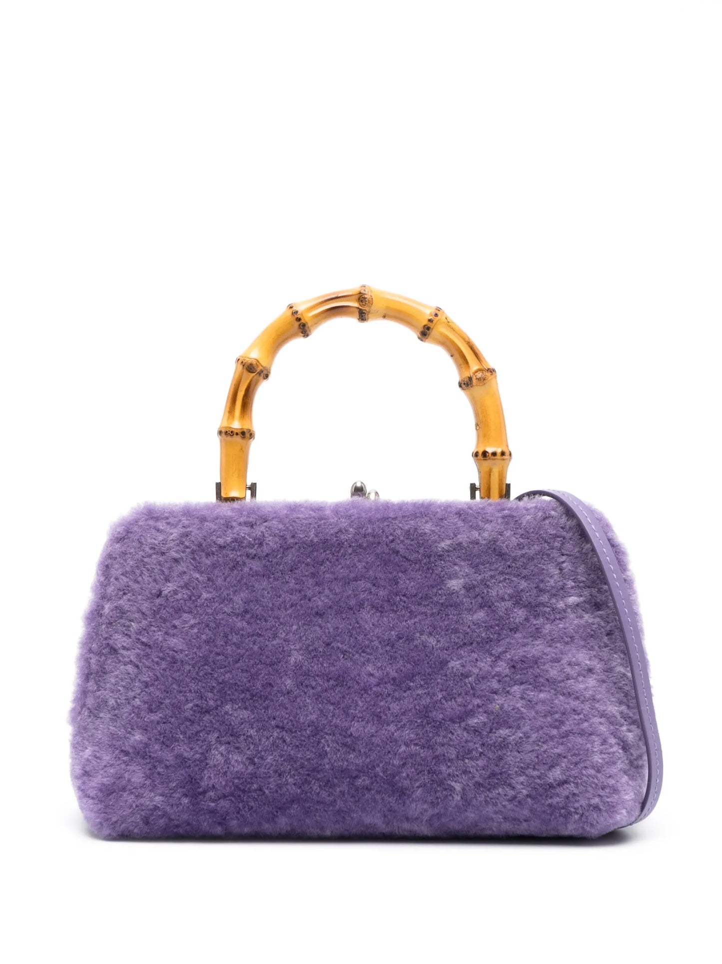 mini Goji bamboo-handle shearling bag