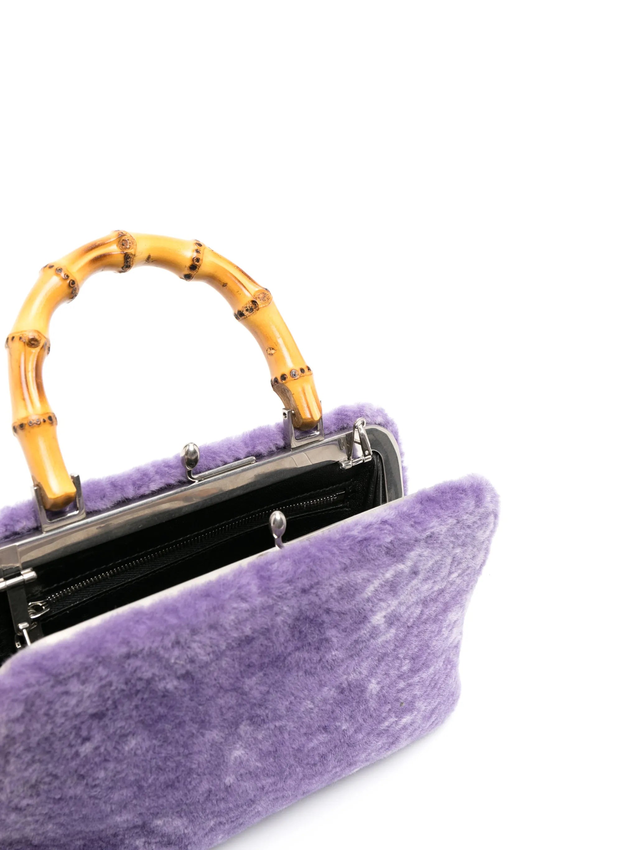 mini Goji bamboo-handle shearling bag