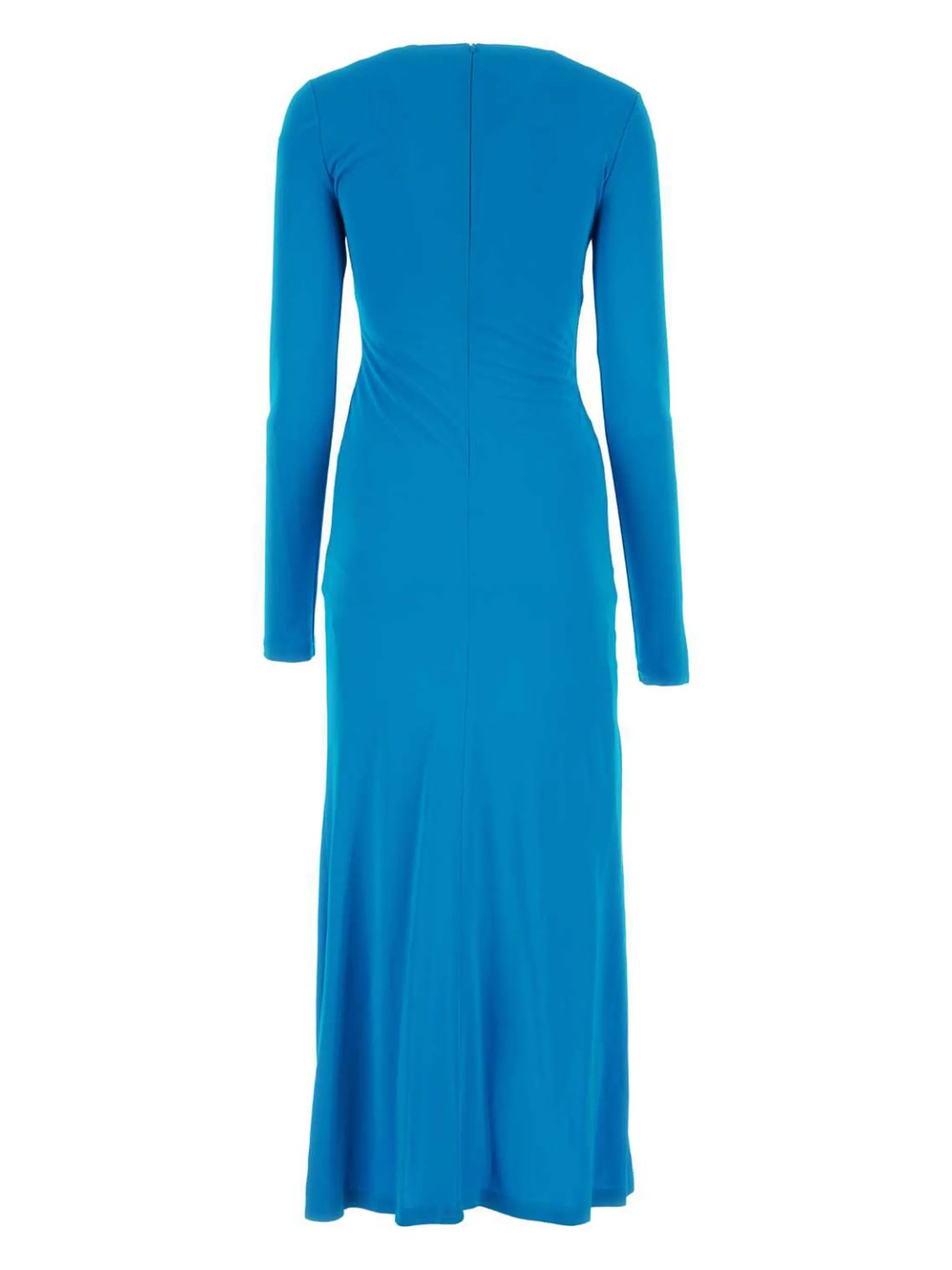 long-sleeve draped maxi dress