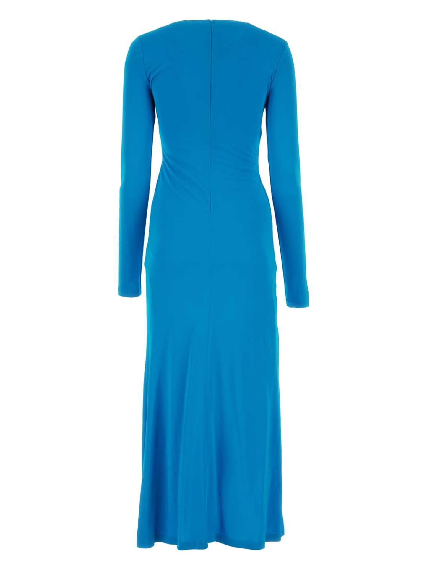 long-sleeve draped maxi dress