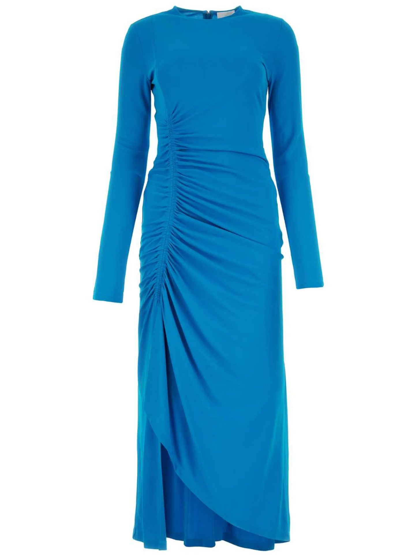 long-sleeve draped maxi dress