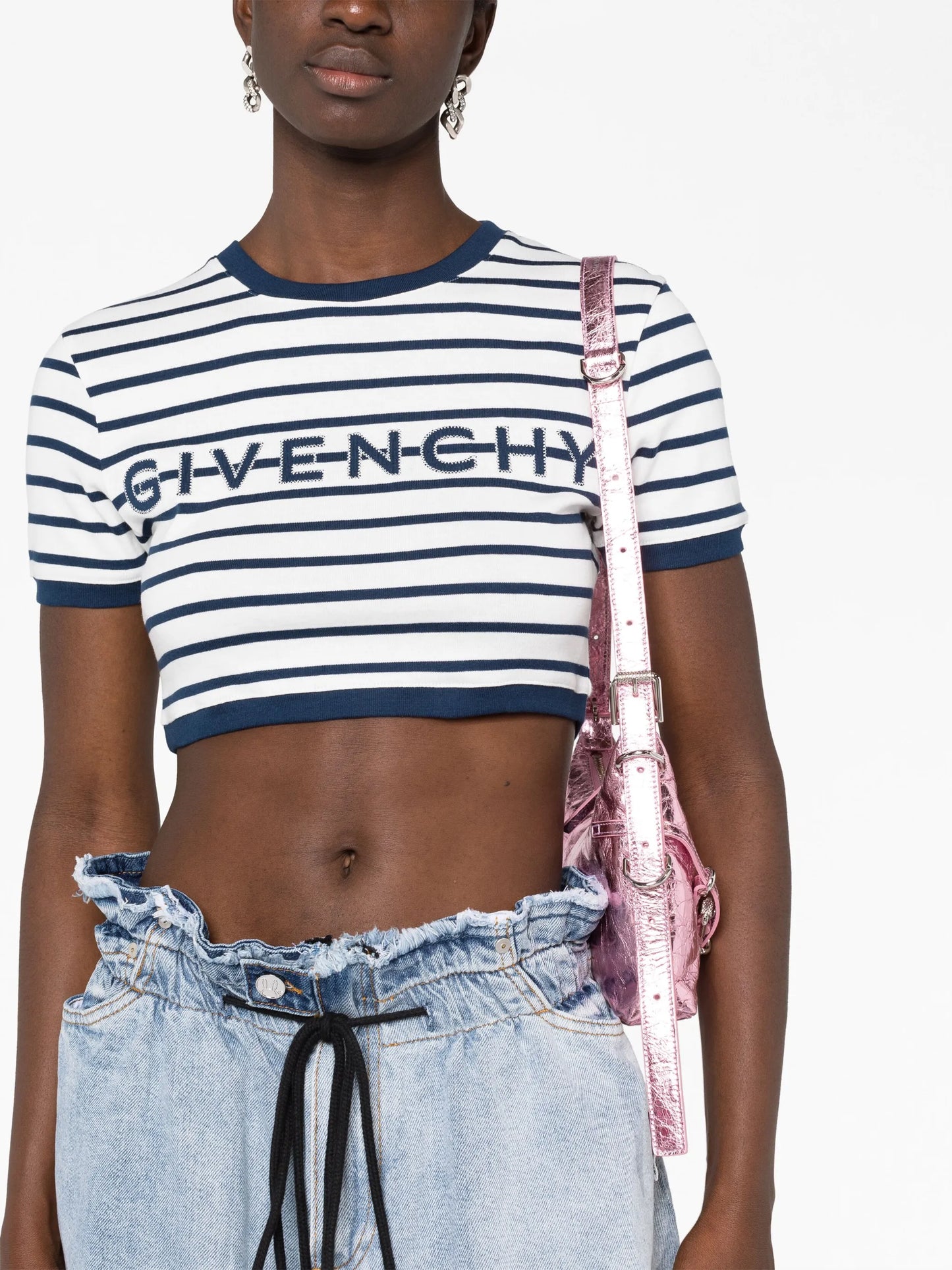 logo-embroidered knitted cropped top