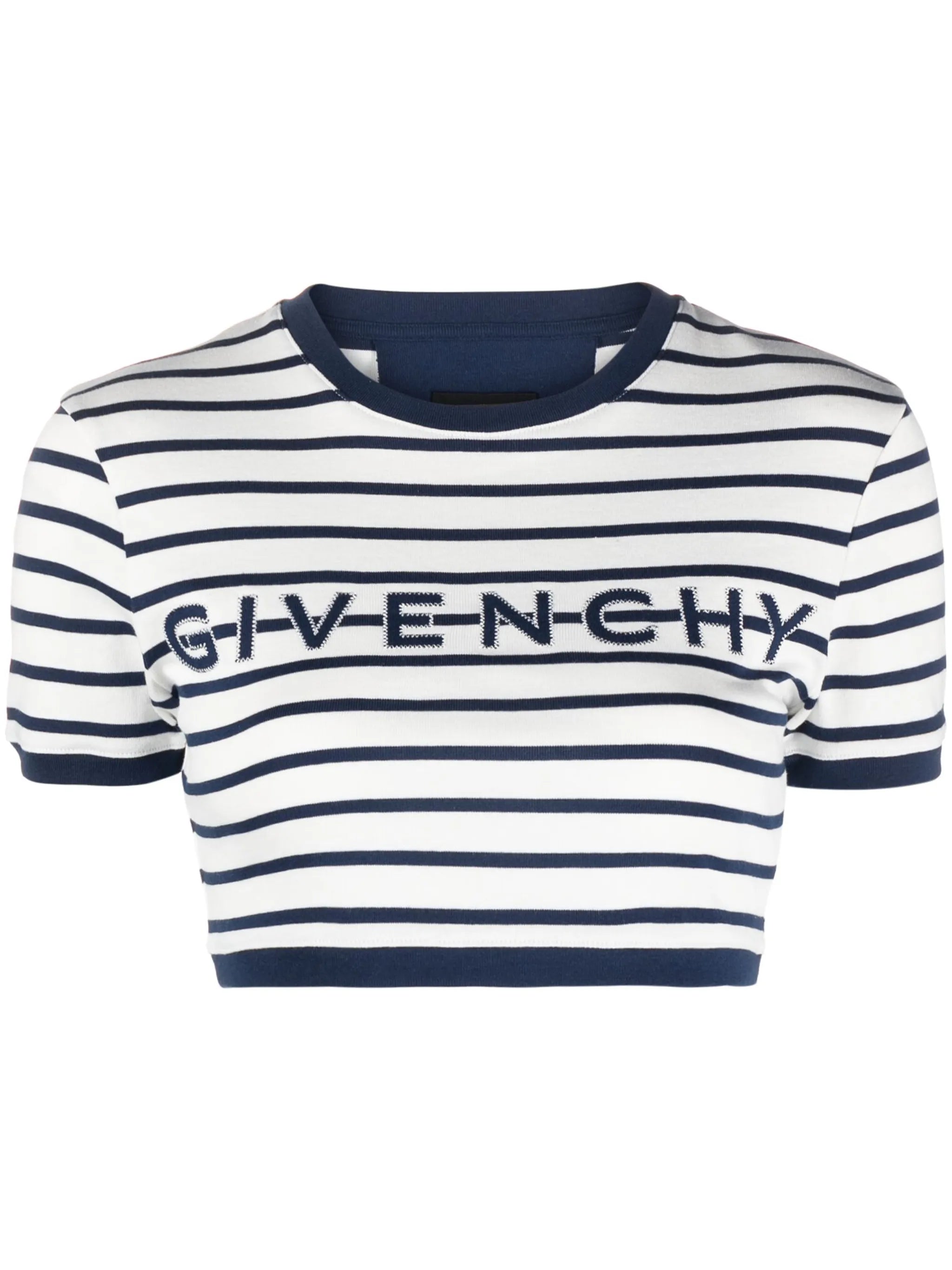 logo-embroidered knitted cropped top