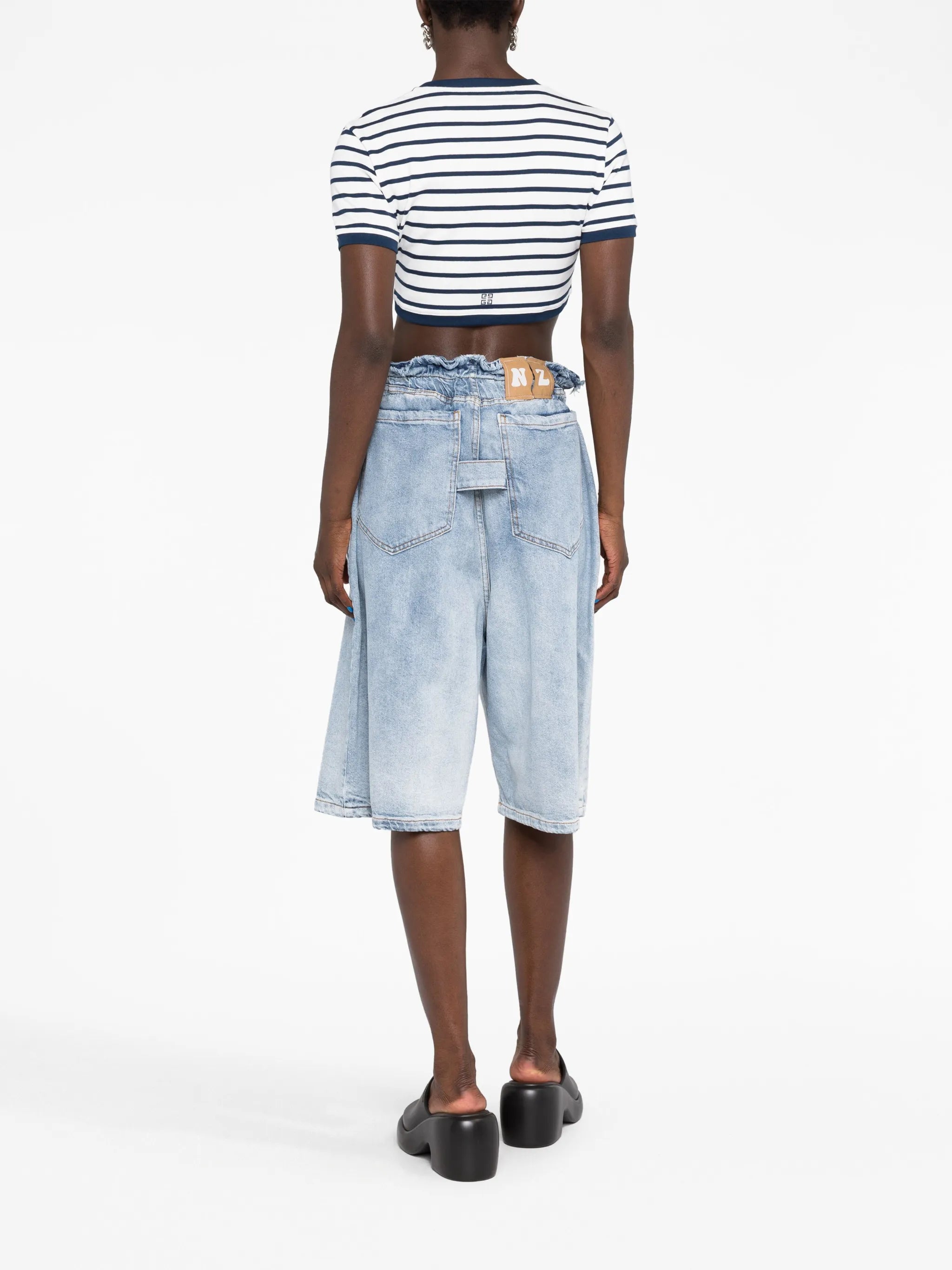 logo-embroidered knitted cropped top