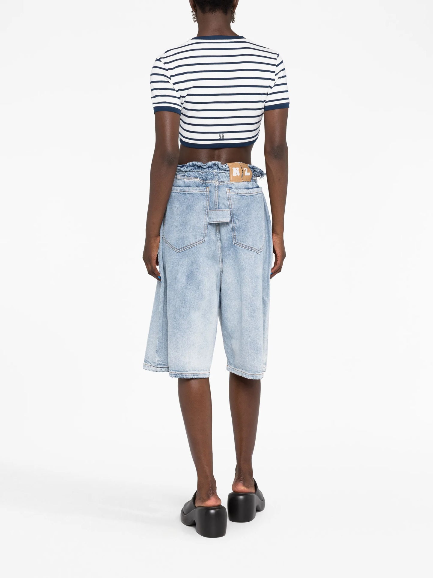 logo-embroidered knitted cropped top