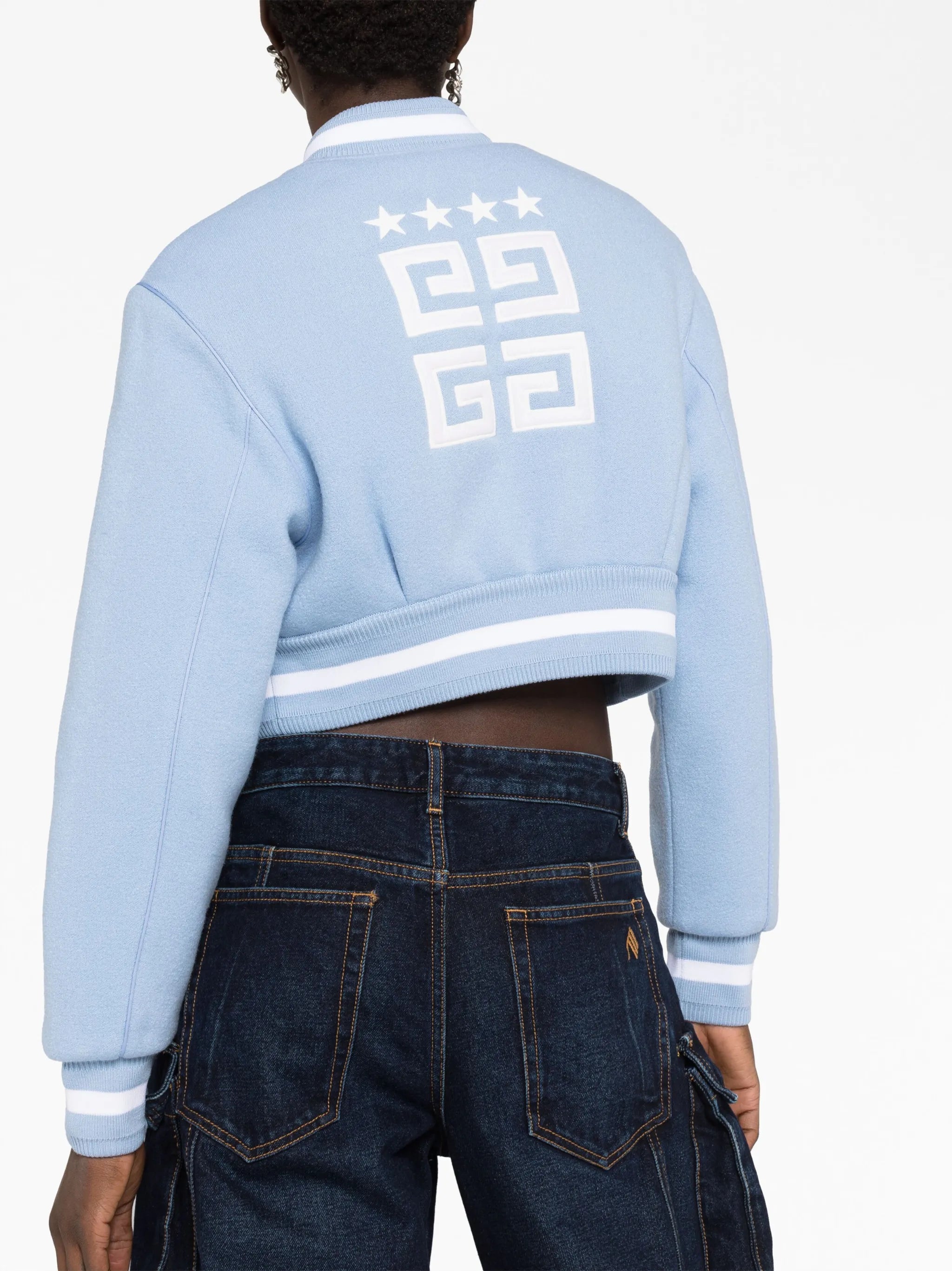 4G-appliqué cropped bomber jacket
