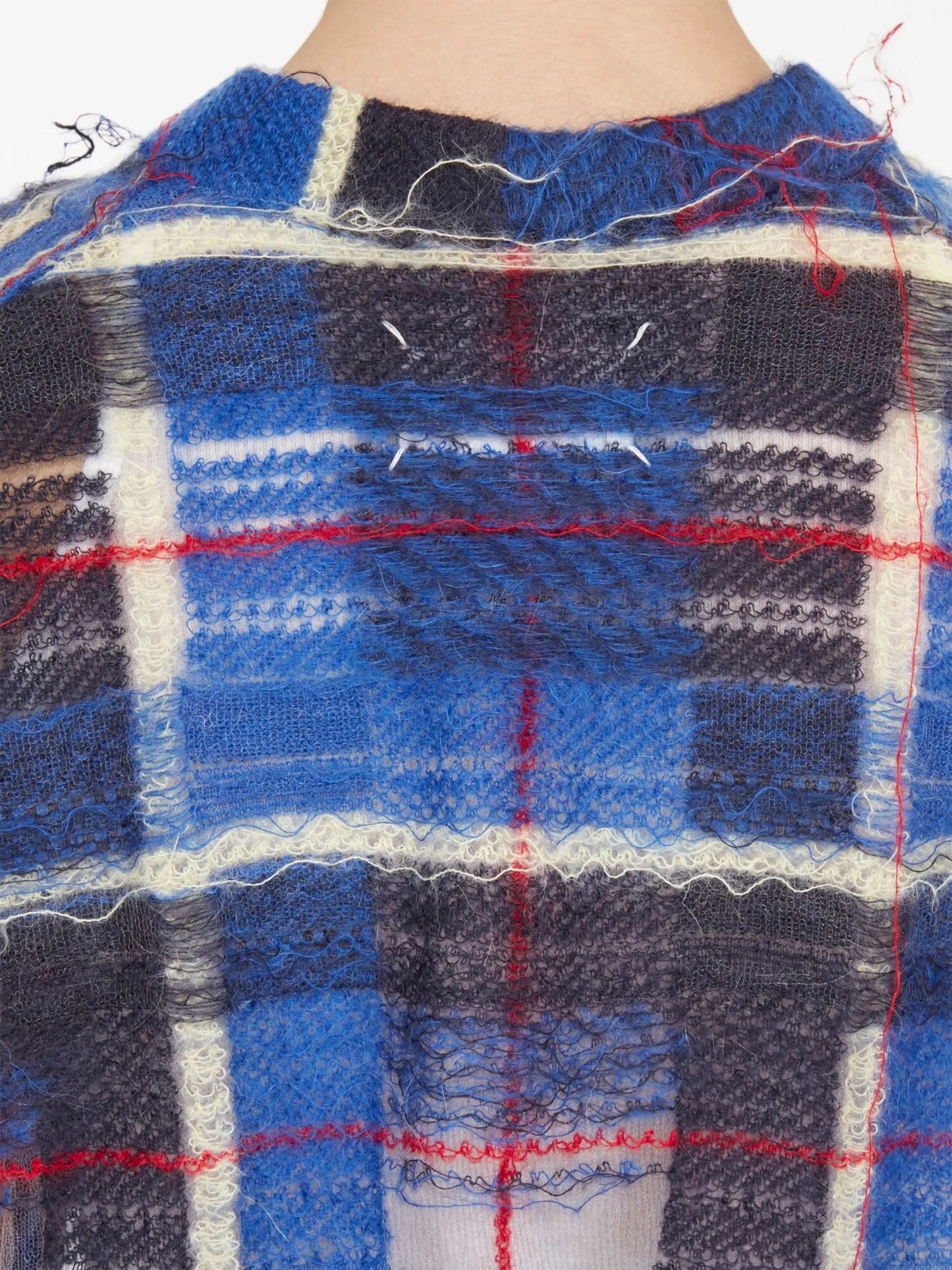 distressed checked tank top