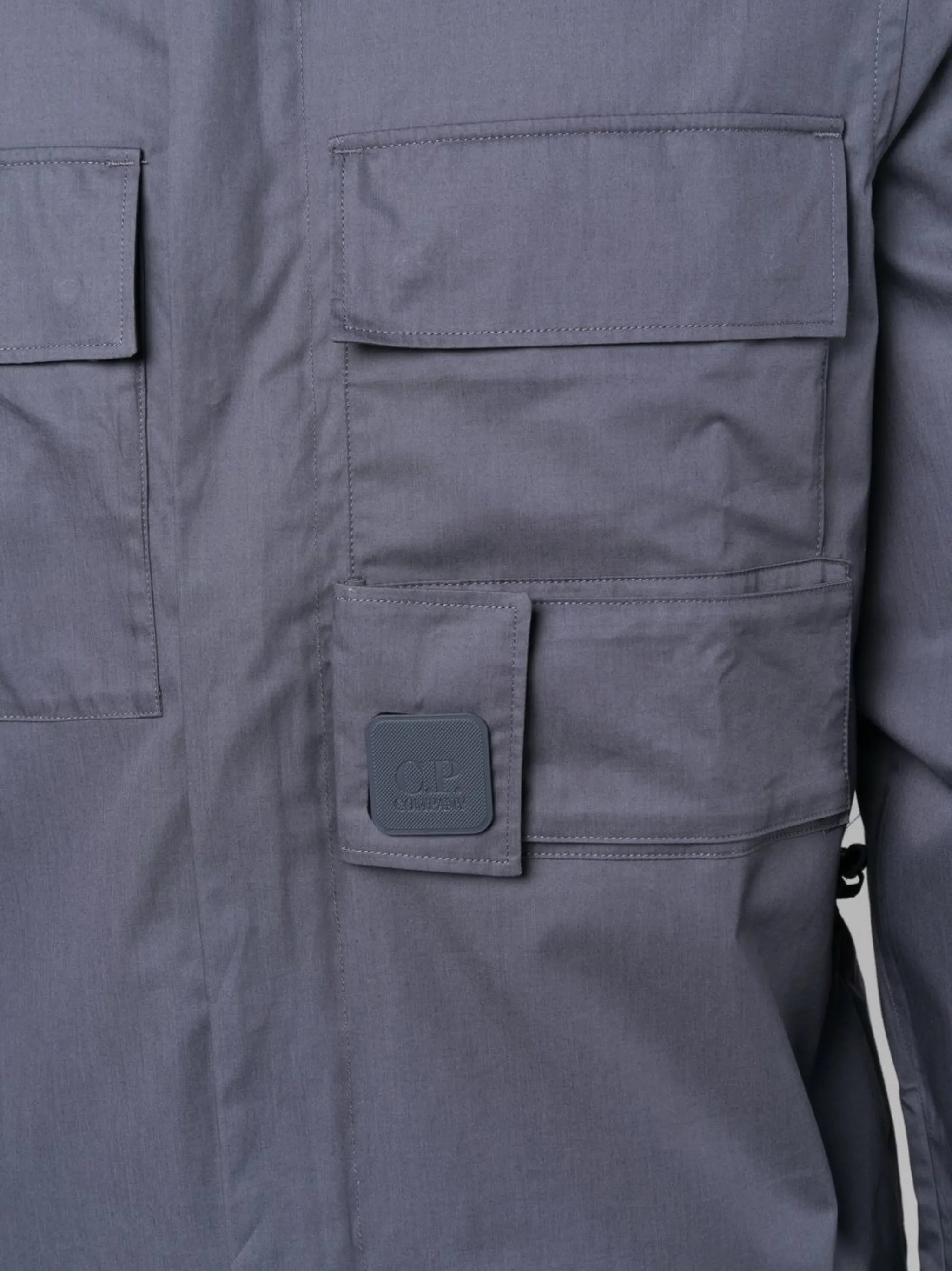 logo-patch cotton shirt jacket