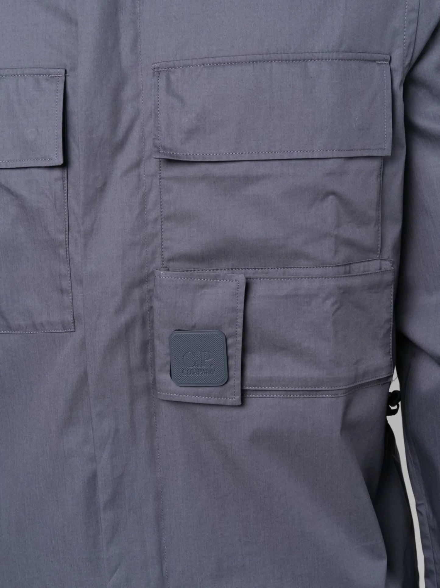 logo-patch cotton shirt jacket