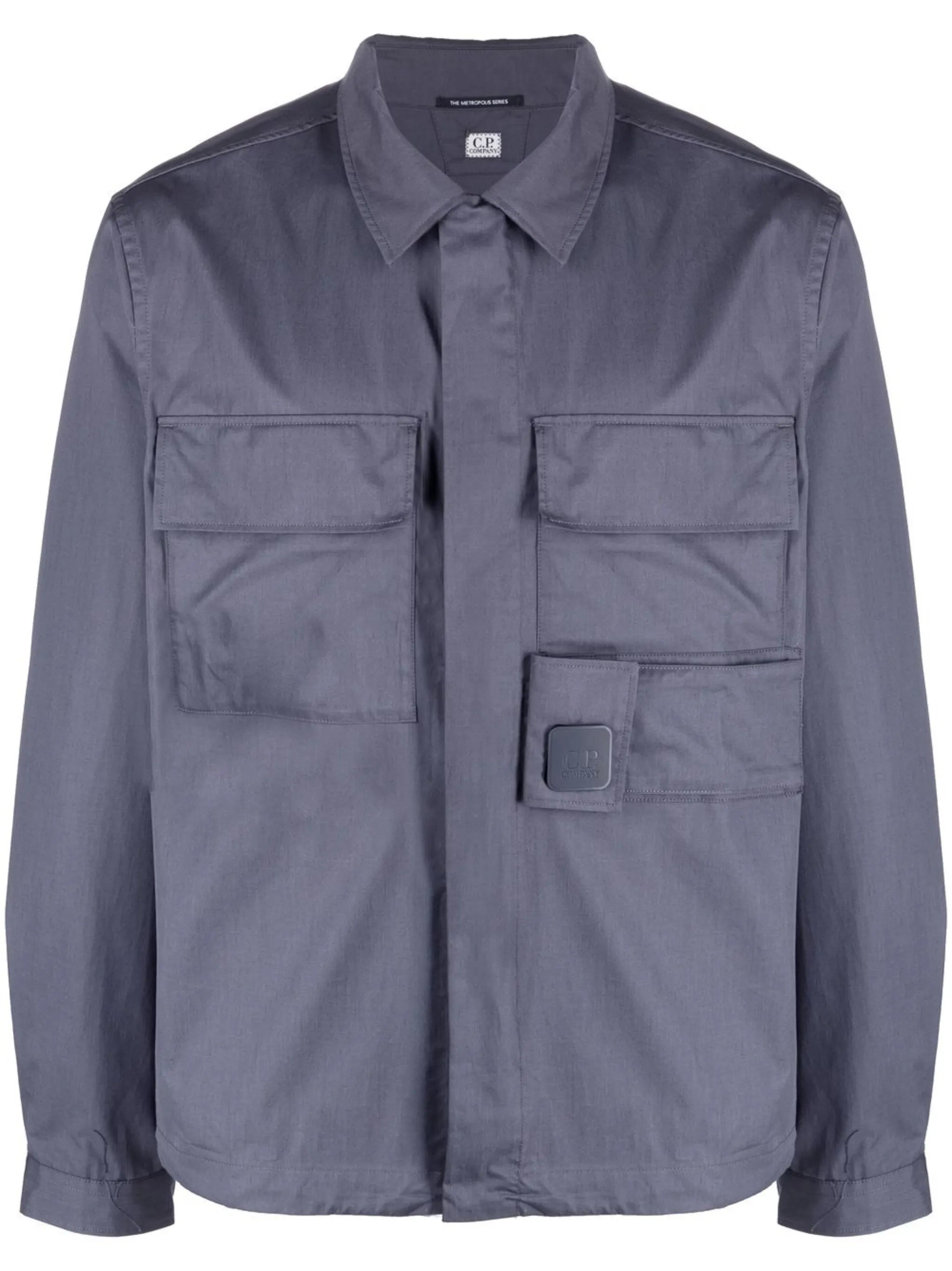 logo-patch cotton shirt jacket