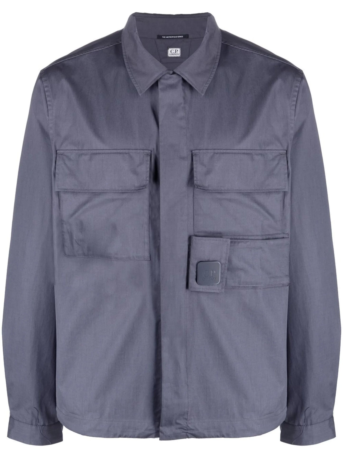 logo-patch cotton shirt jacket