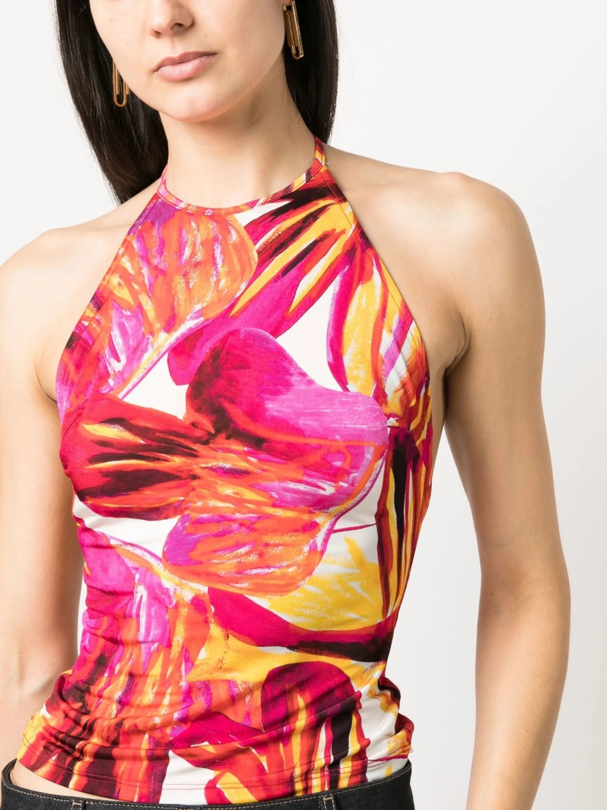 floral-print halterneck top