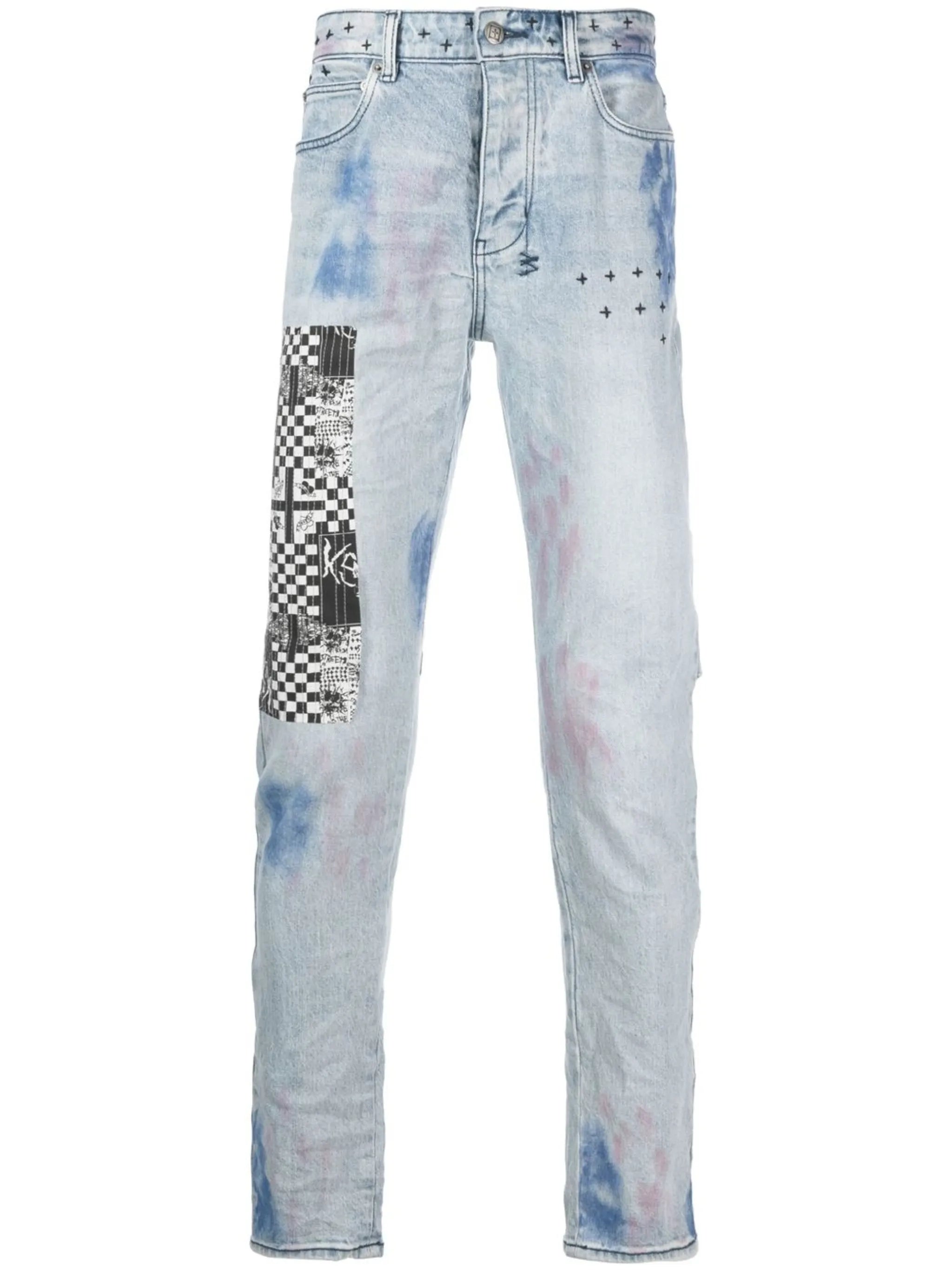 patch-detail skinny-cut jeans