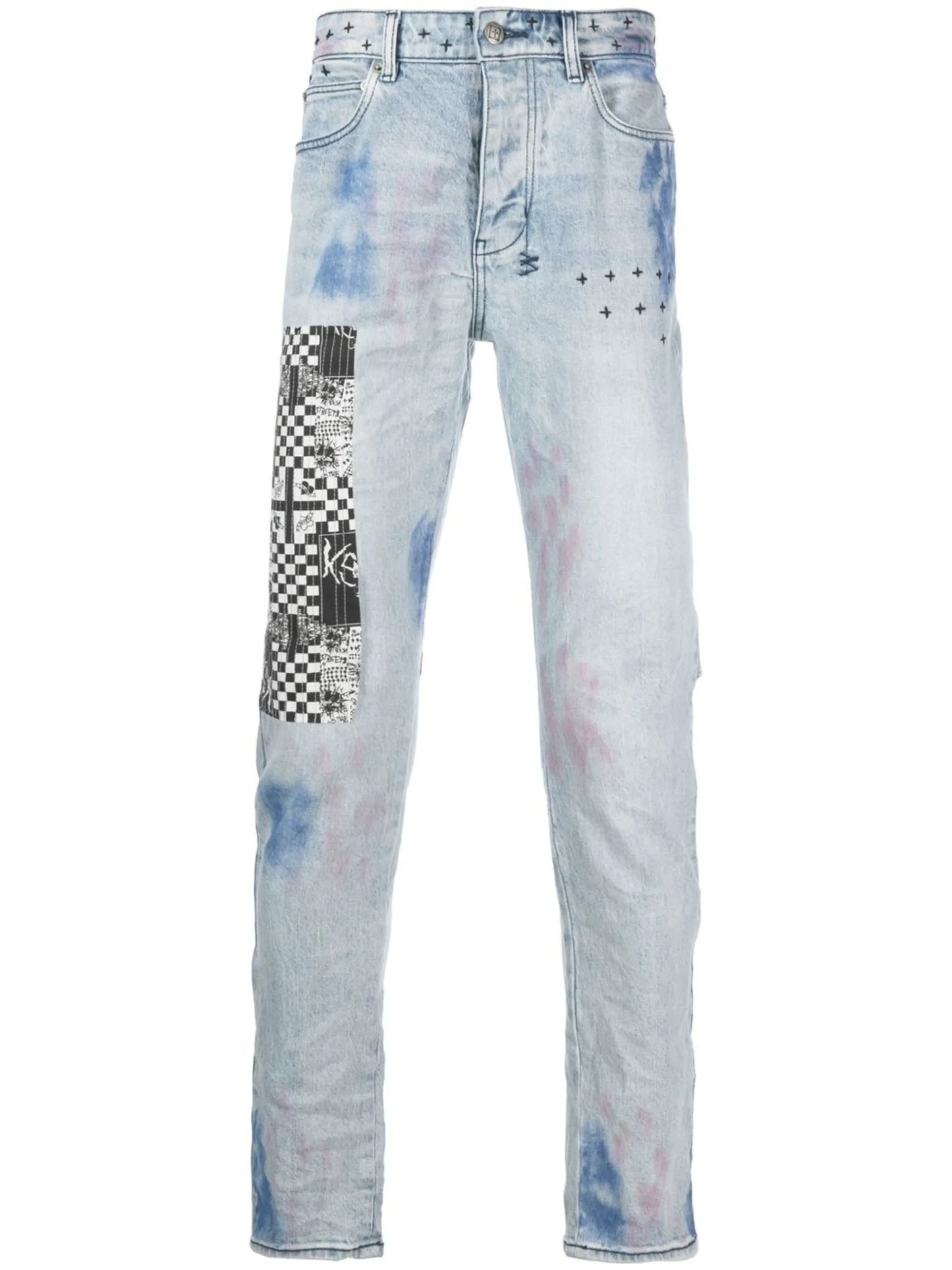 patch-detail skinny-cut jeans