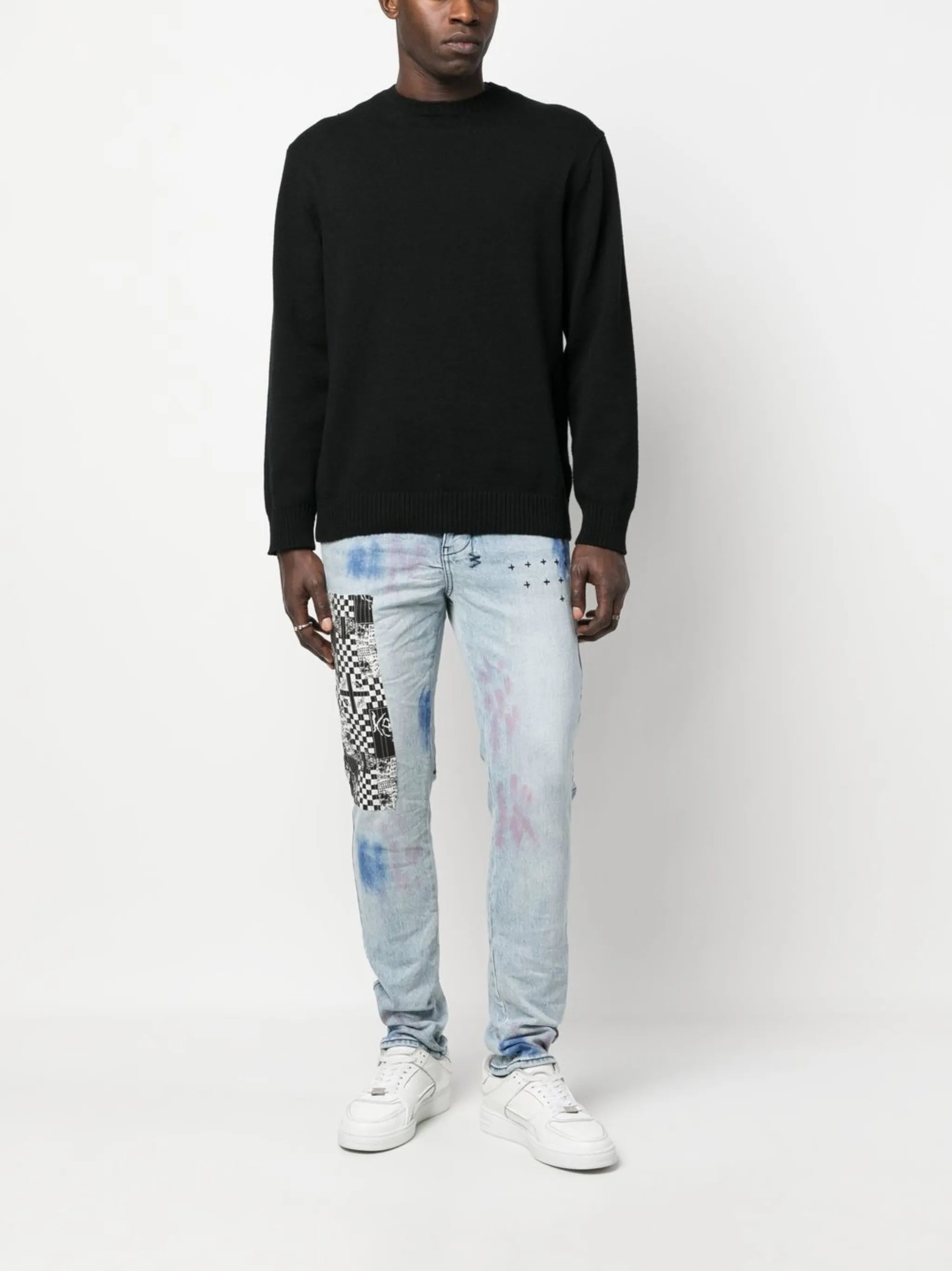 patch-detail skinny-cut jeans