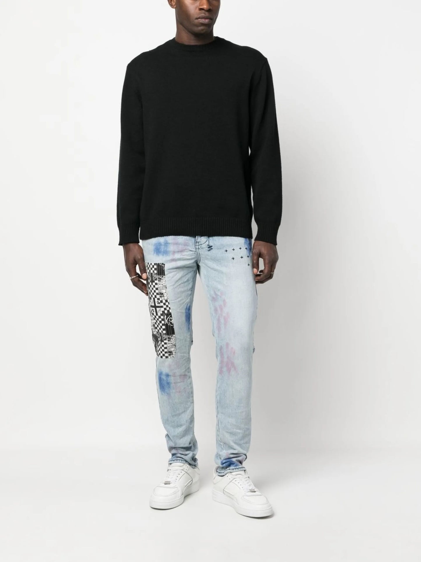 patch-detail skinny-cut jeans