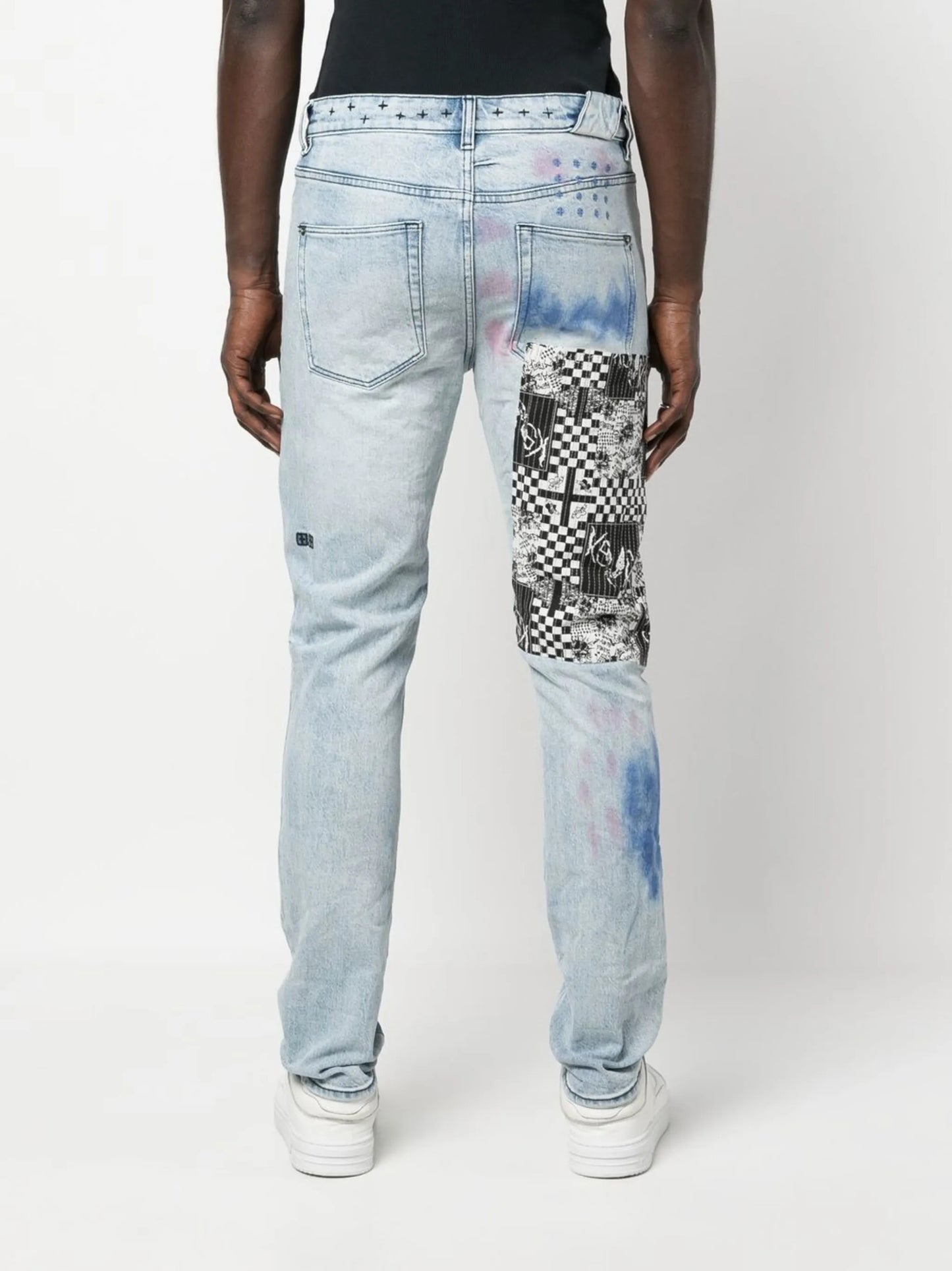 patch-detail skinny-cut jeans