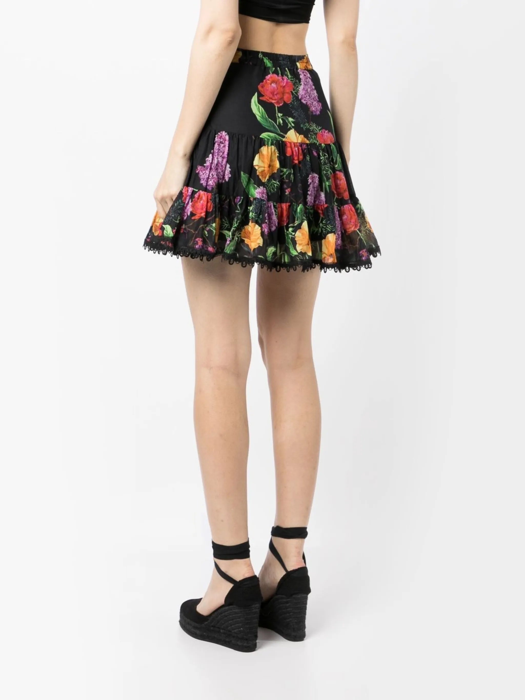 floral lace-trim miniskirt