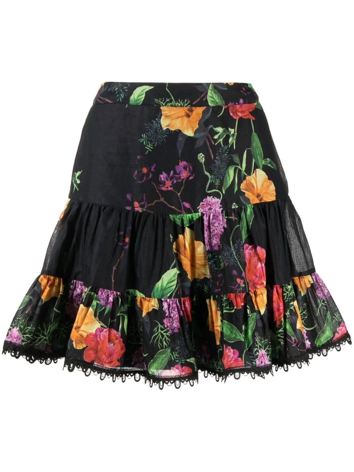floral lace-trim miniskirt