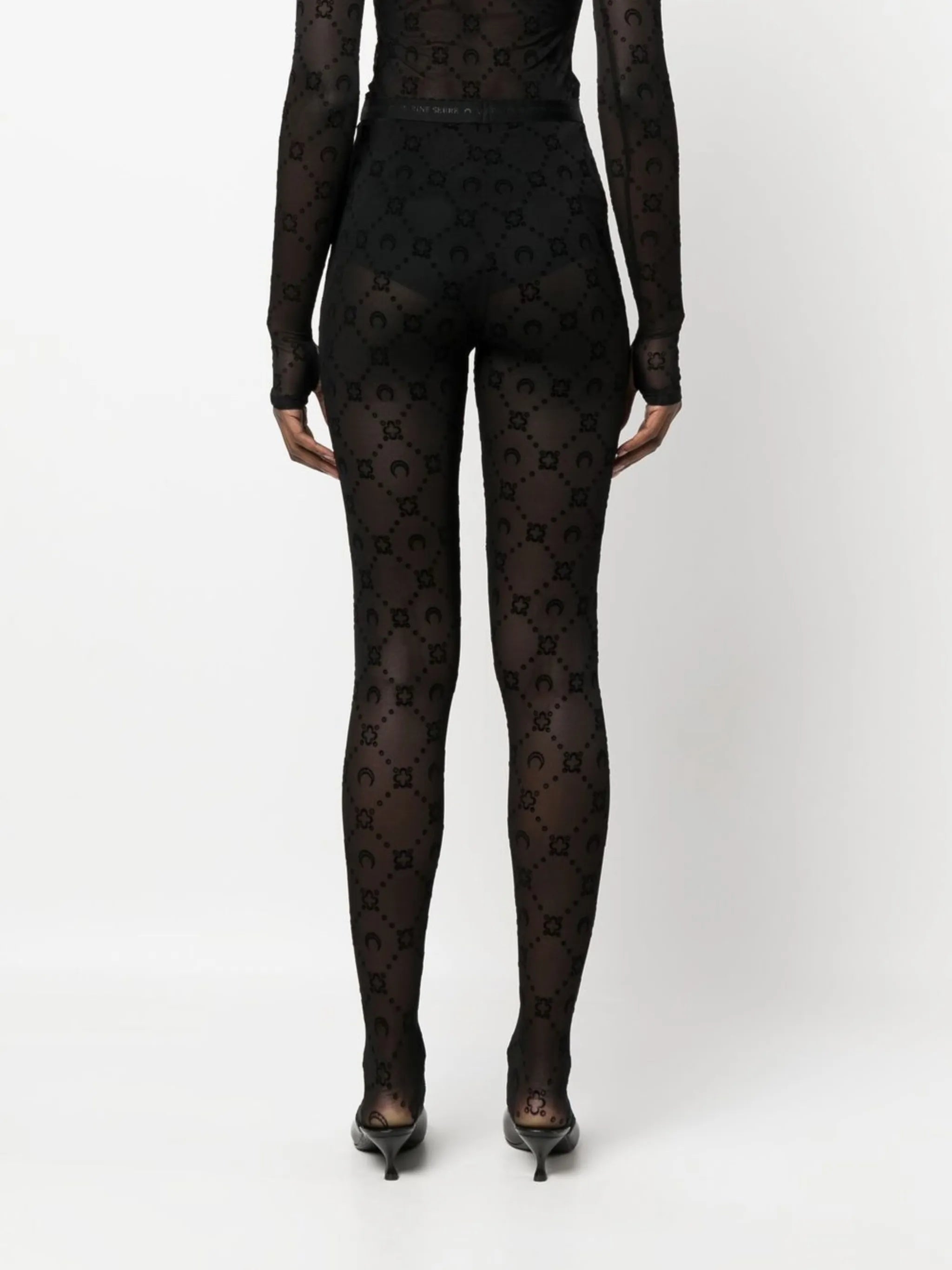 flocked-pattern sheer tights