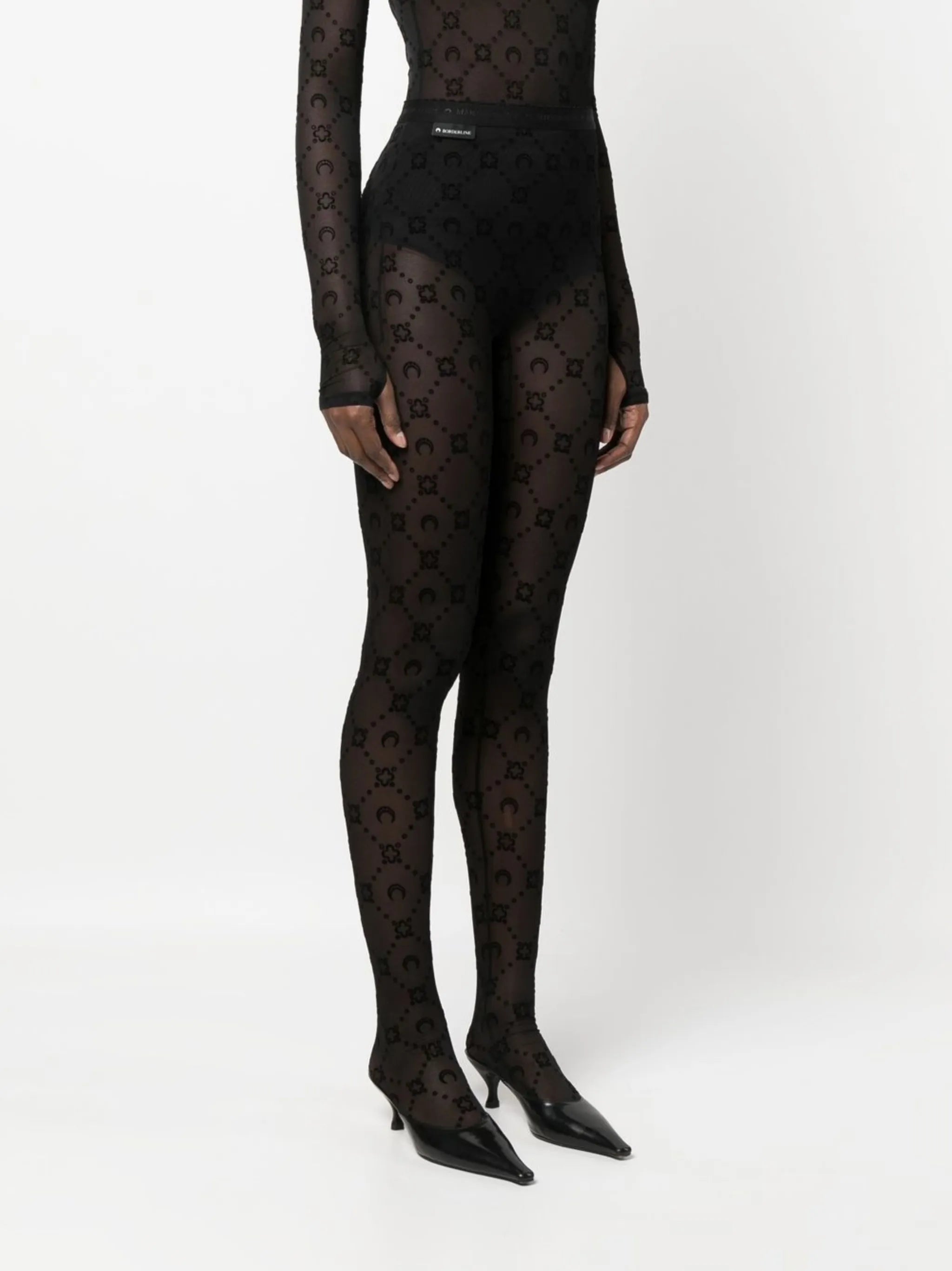 flocked-pattern sheer tights