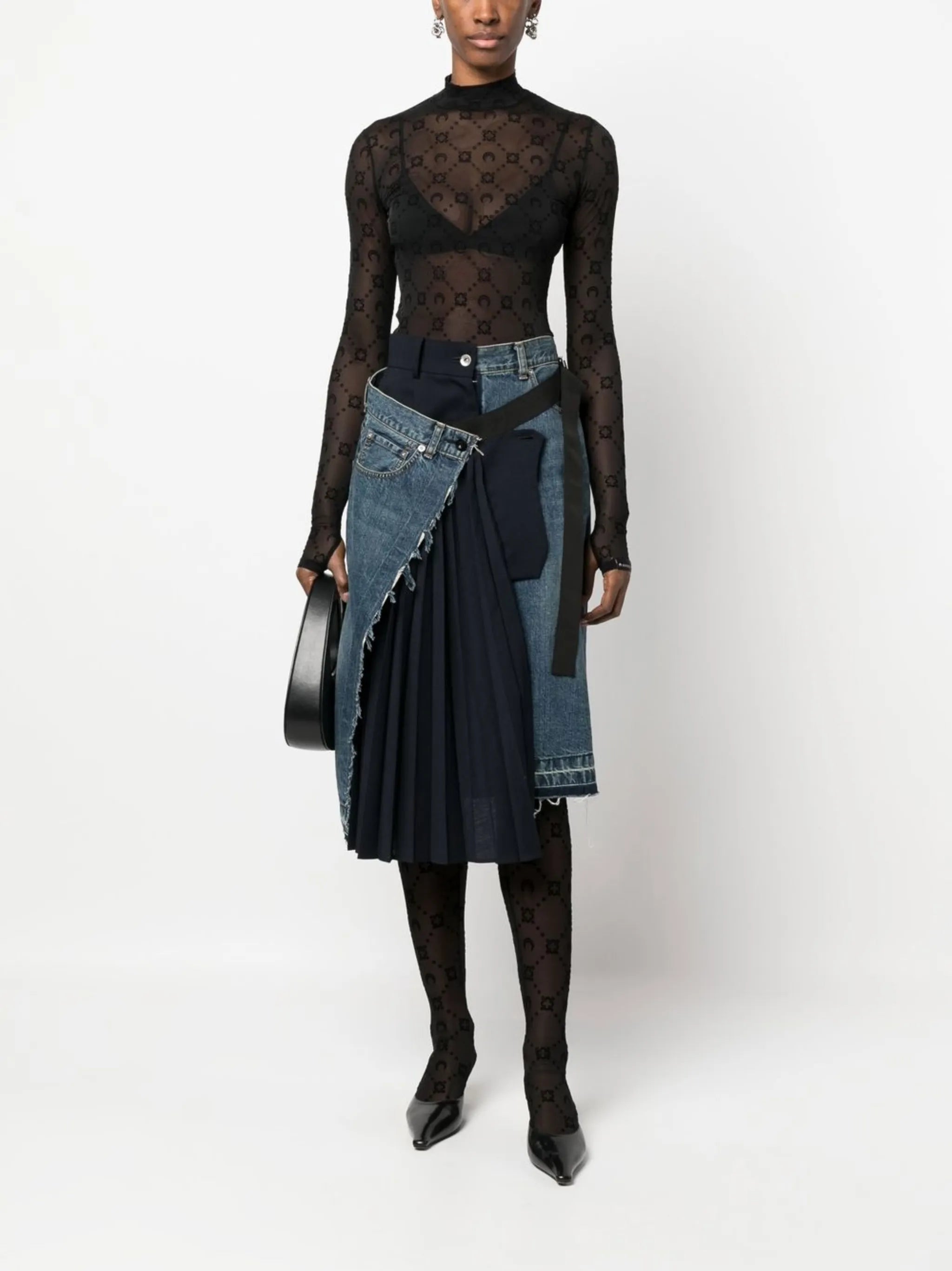 flocked-pattern sheer tights