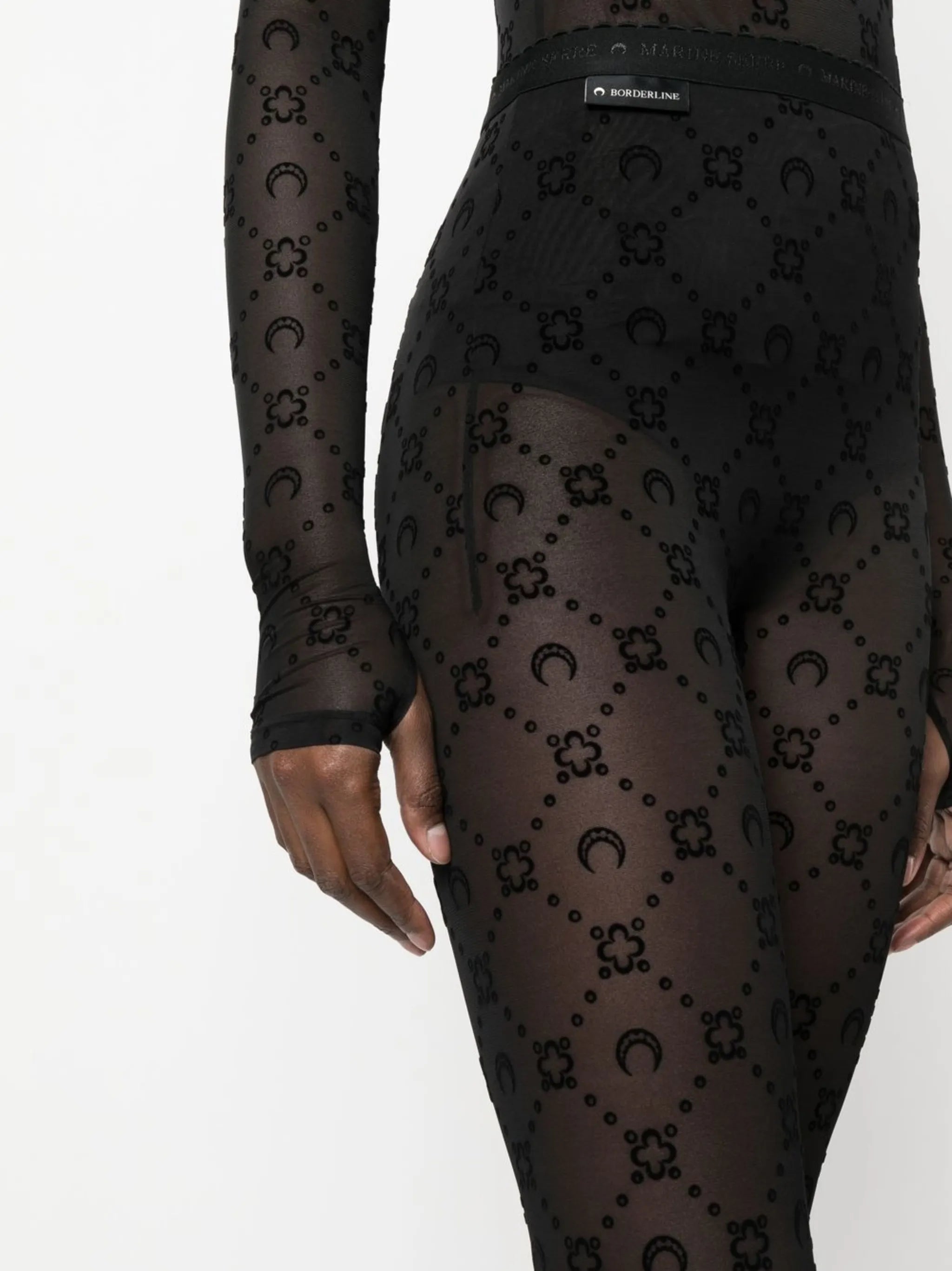 flocked-pattern sheer tights