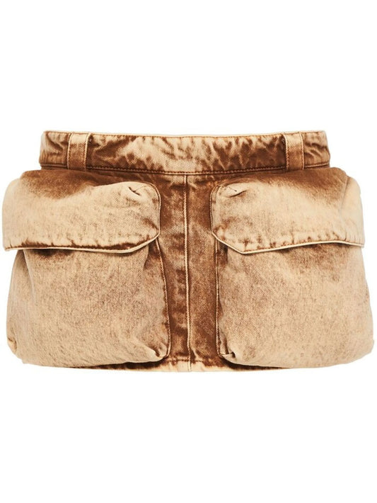 patch-pocket denim mini skirt