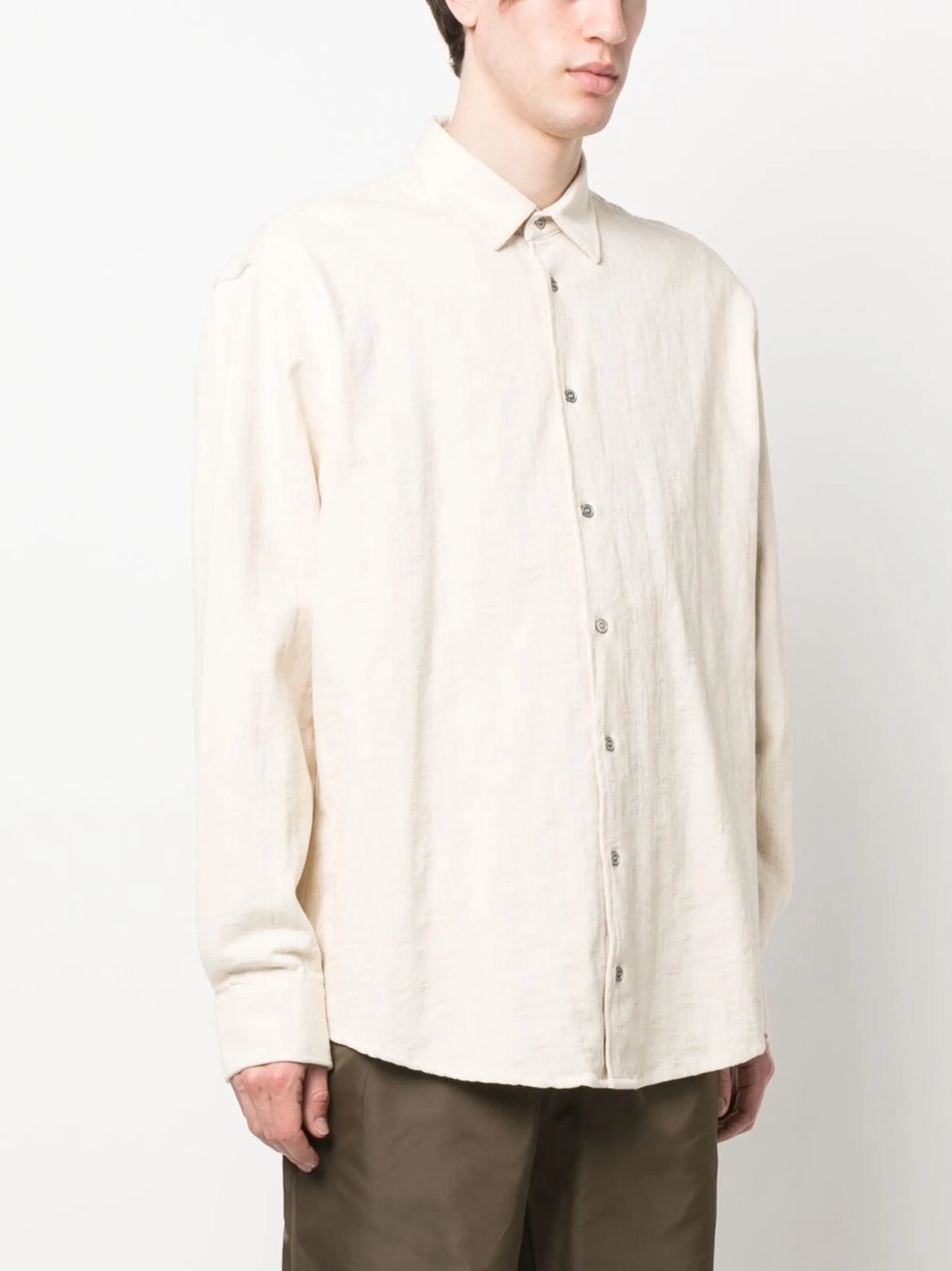button-fastening cotton shirt
