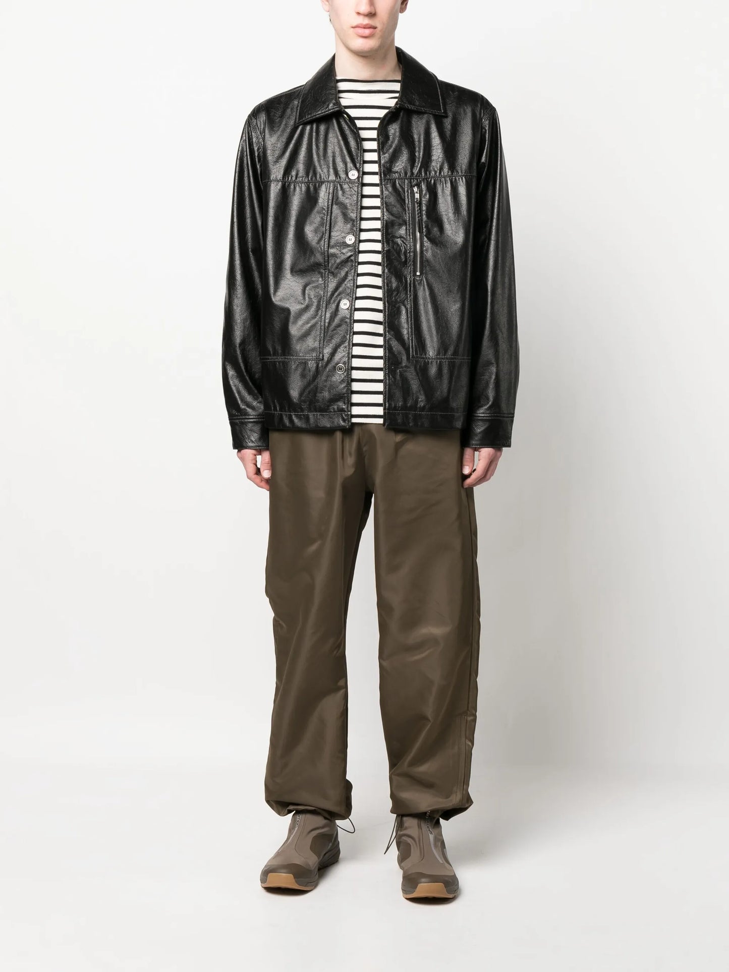 faux leather shirt jacket