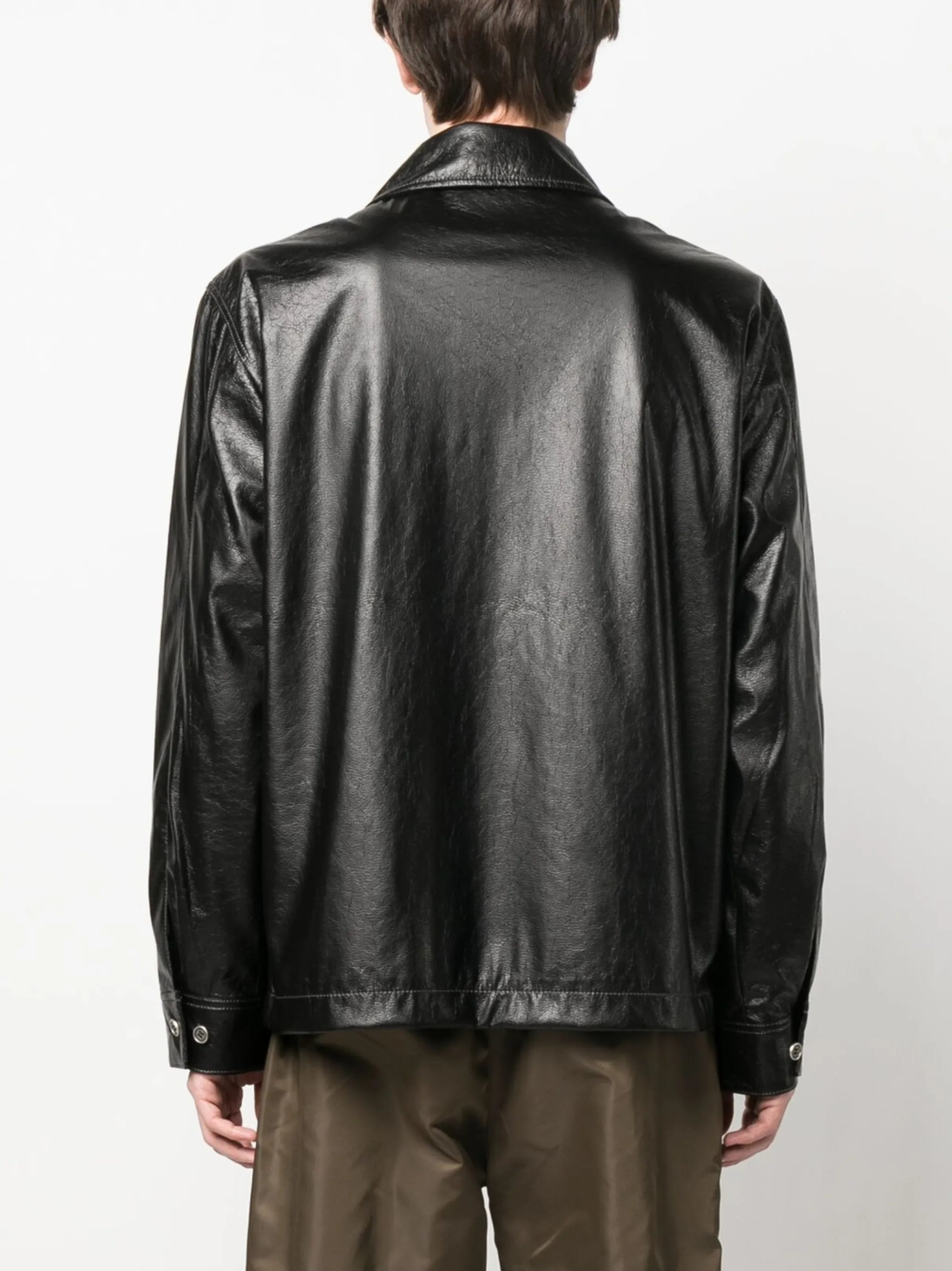 faux leather shirt jacket