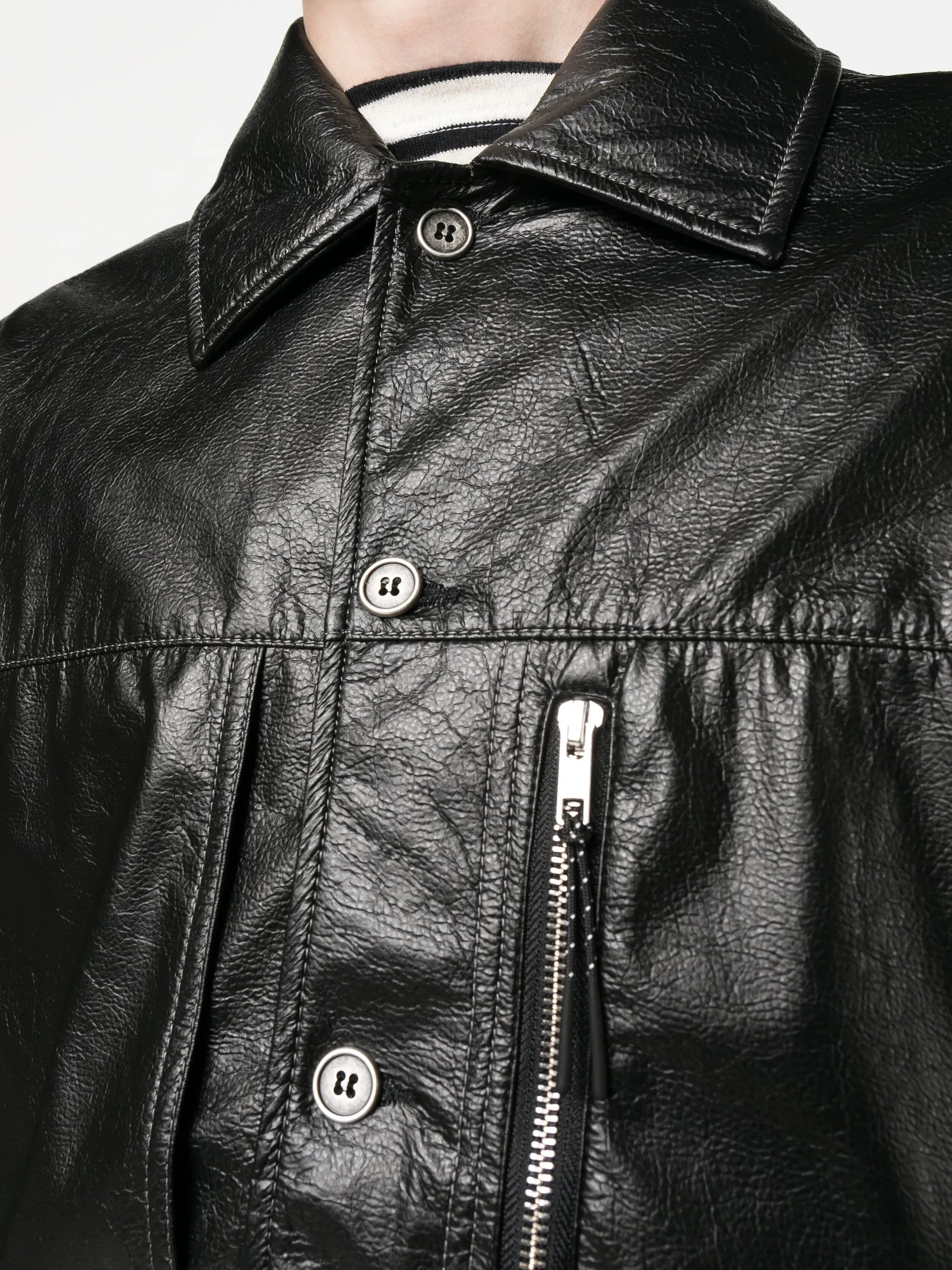 faux leather shirt jacket
