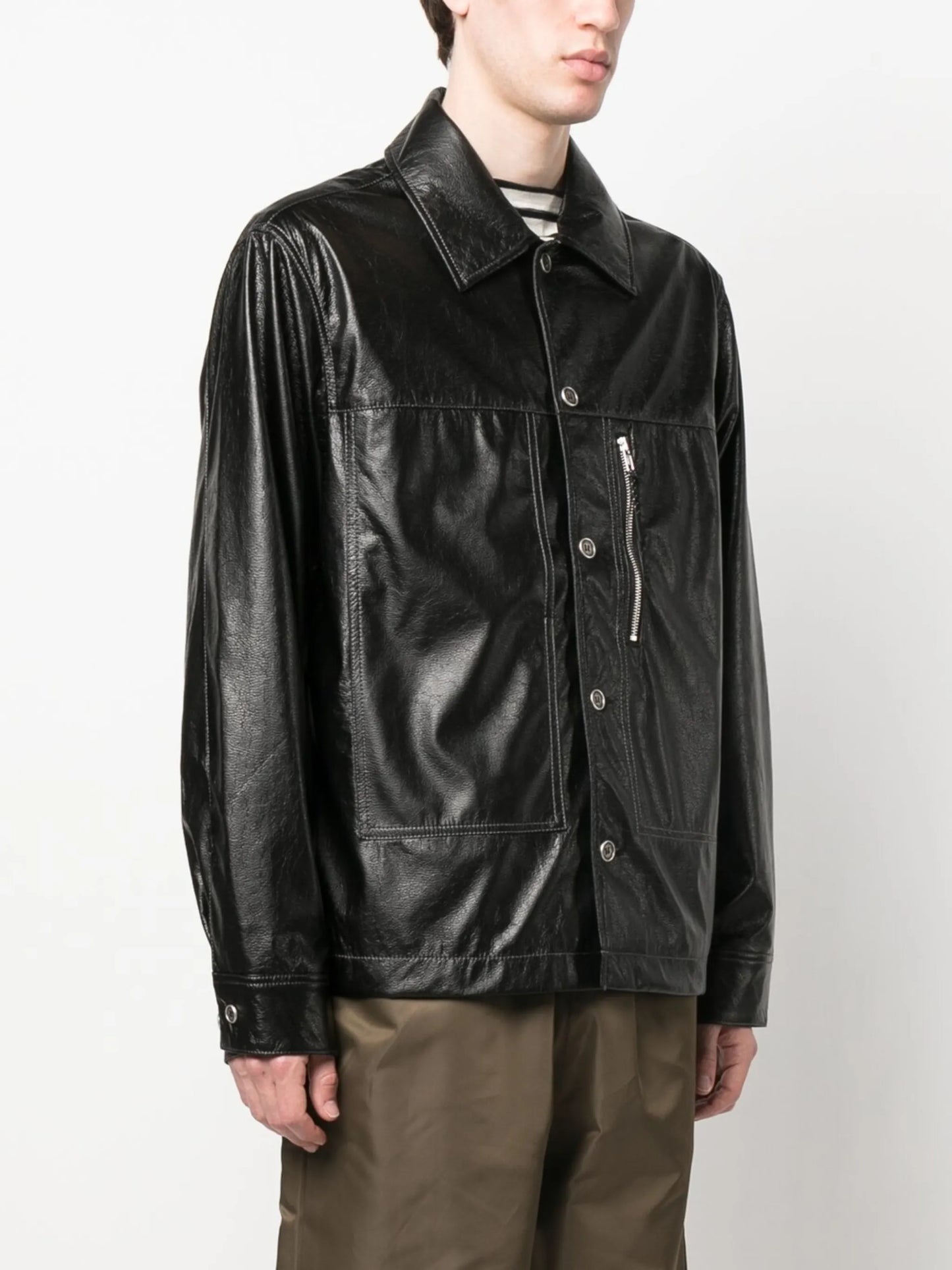 faux leather shirt jacket