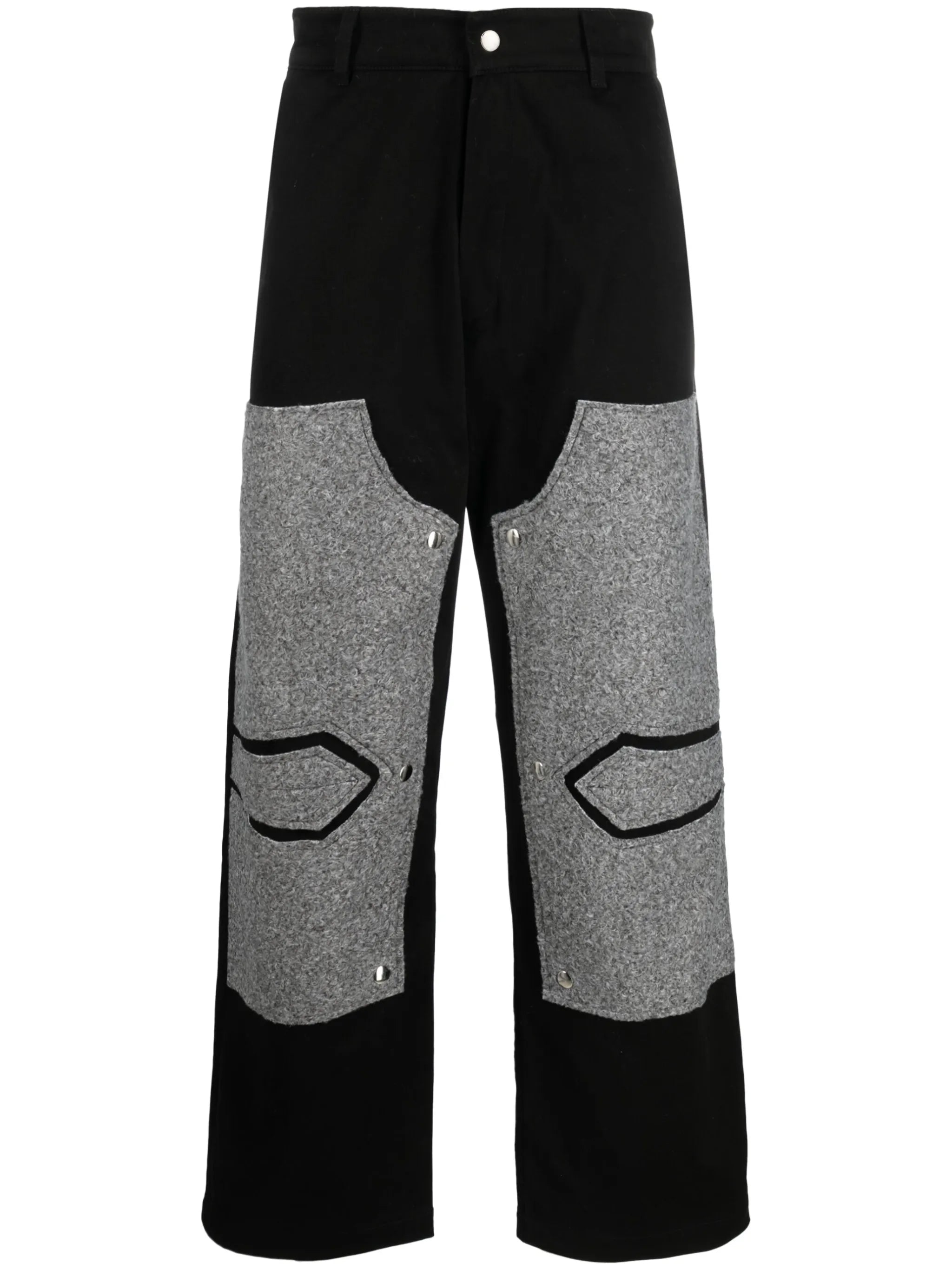 panelled cotton straight-leg trousers