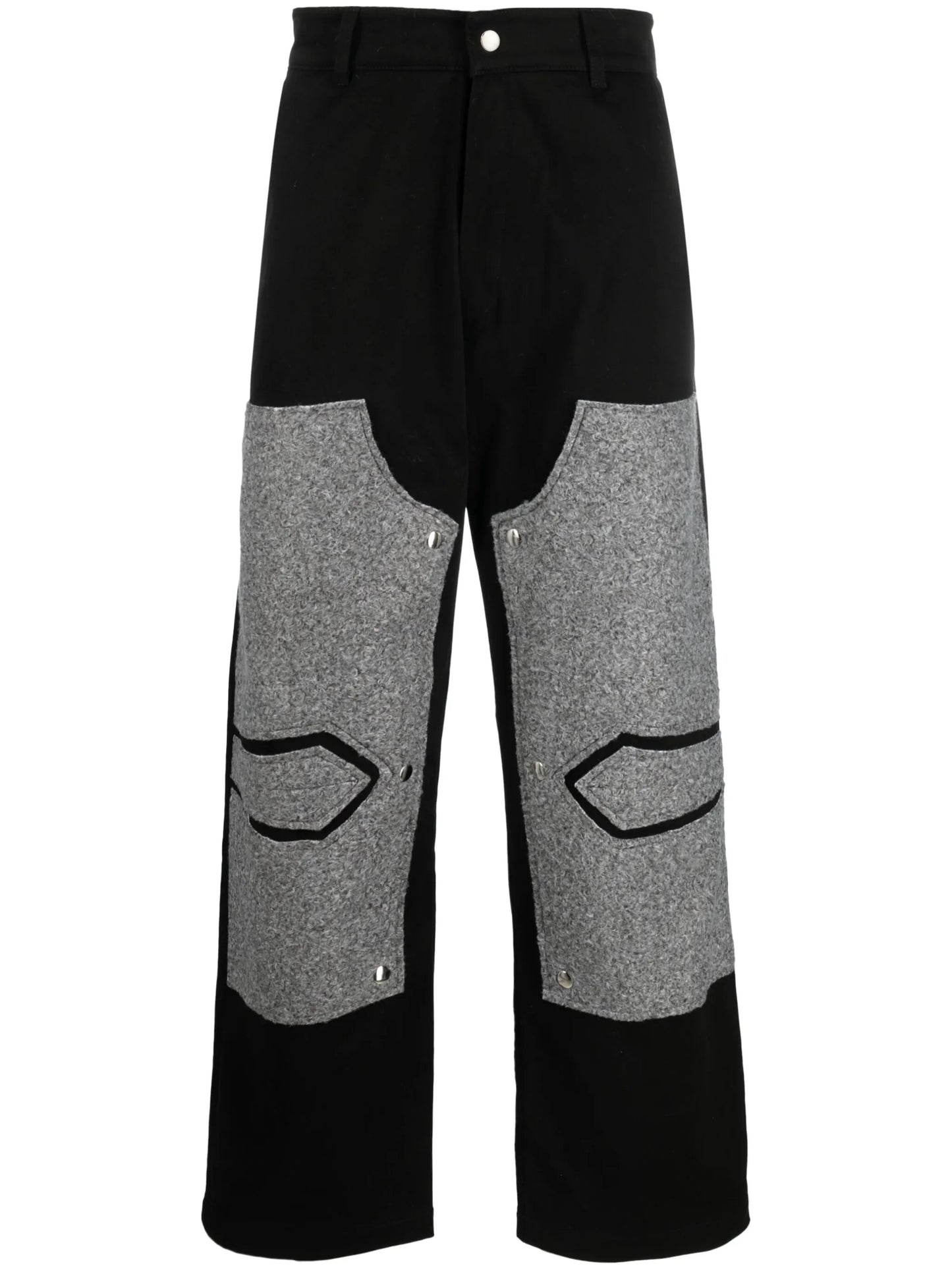 panelled cotton straight-leg trousers