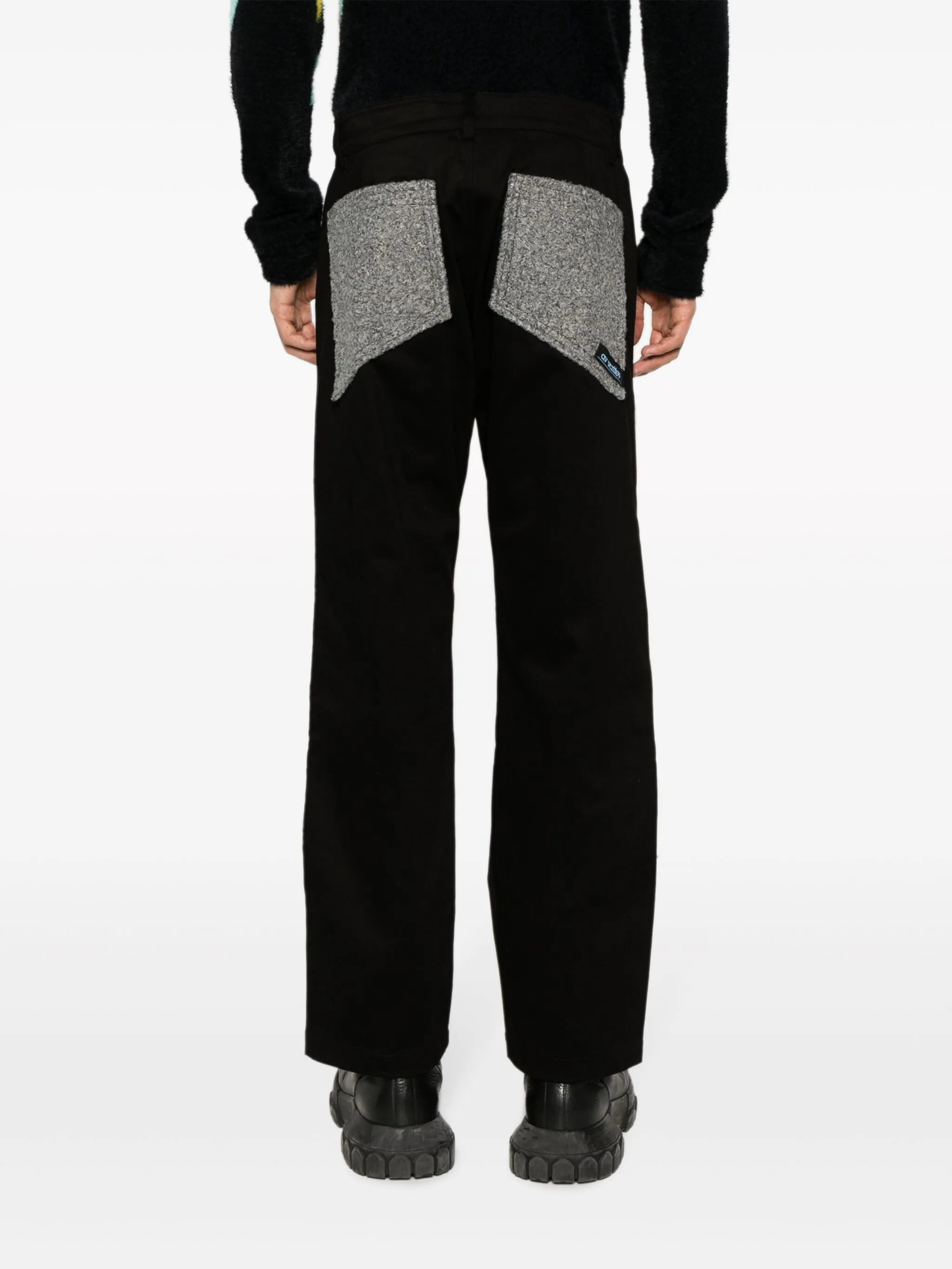 panelled cotton straight-leg trousers