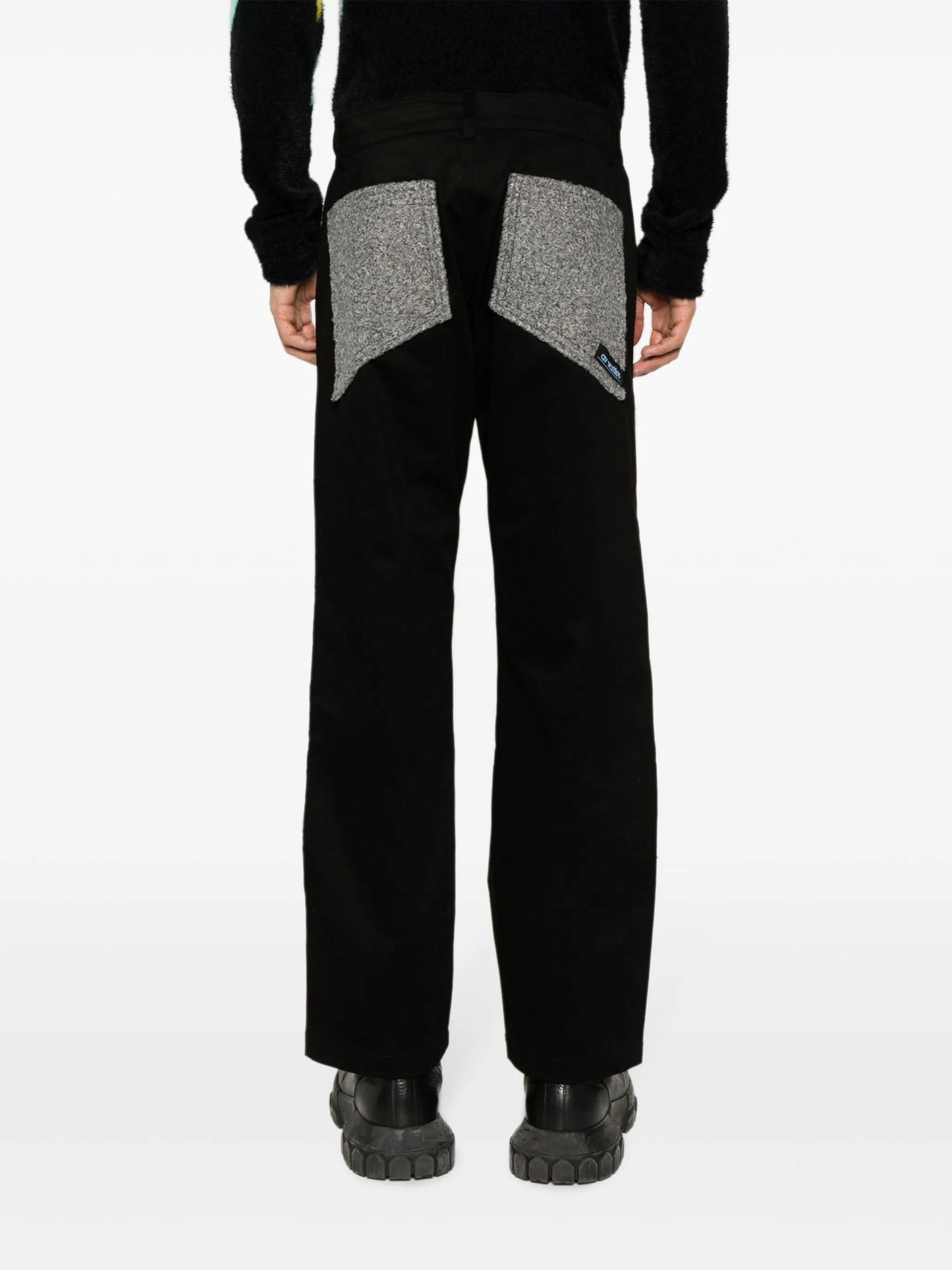 panelled cotton straight-leg trousers