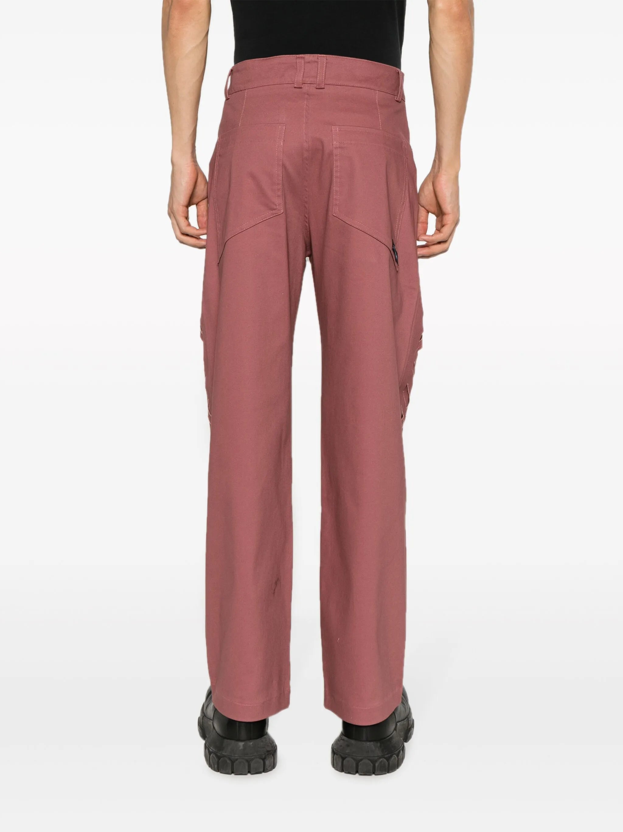 high-waisted laser-cut trousers