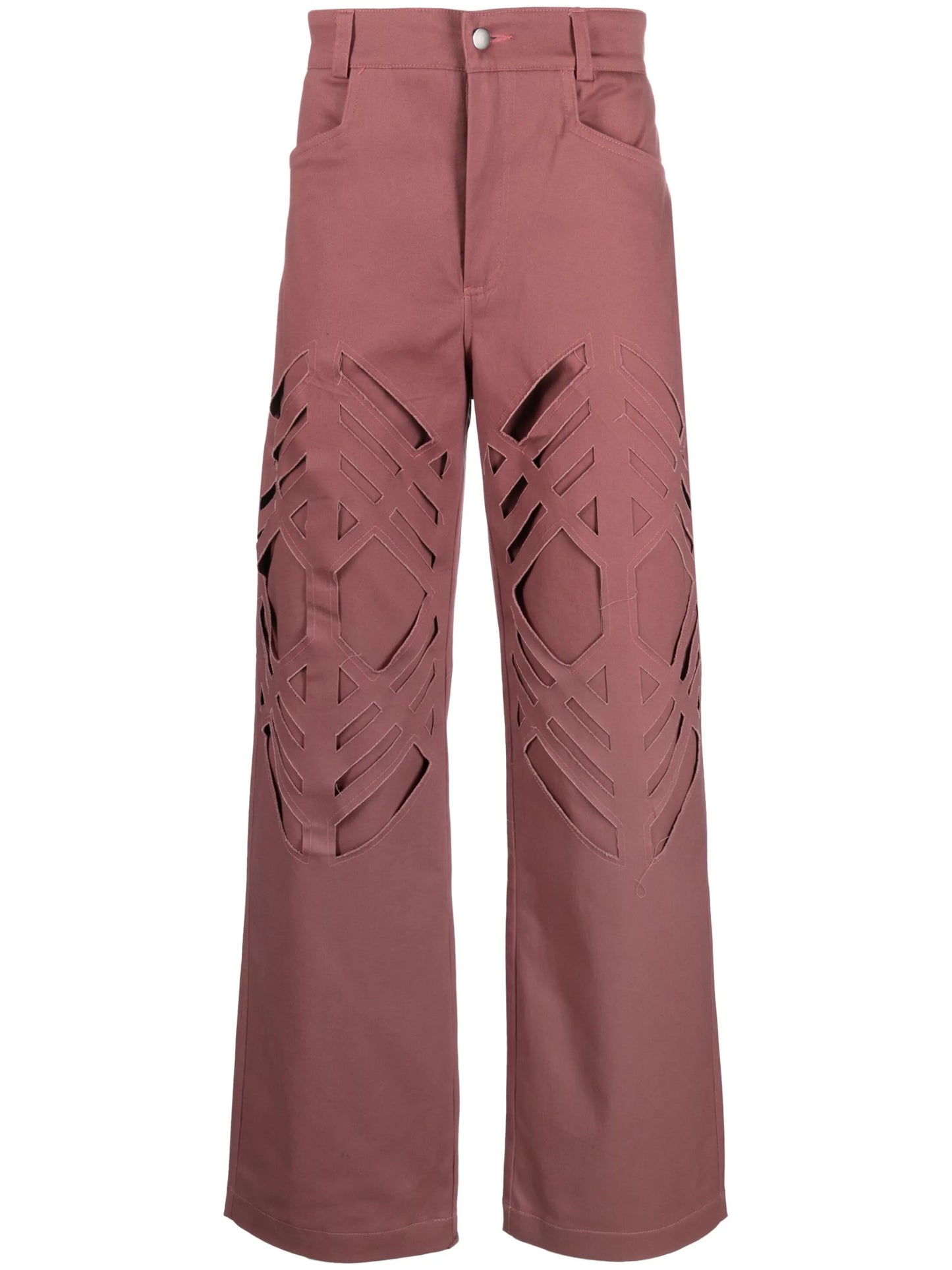 high-waisted laser-cut trousers